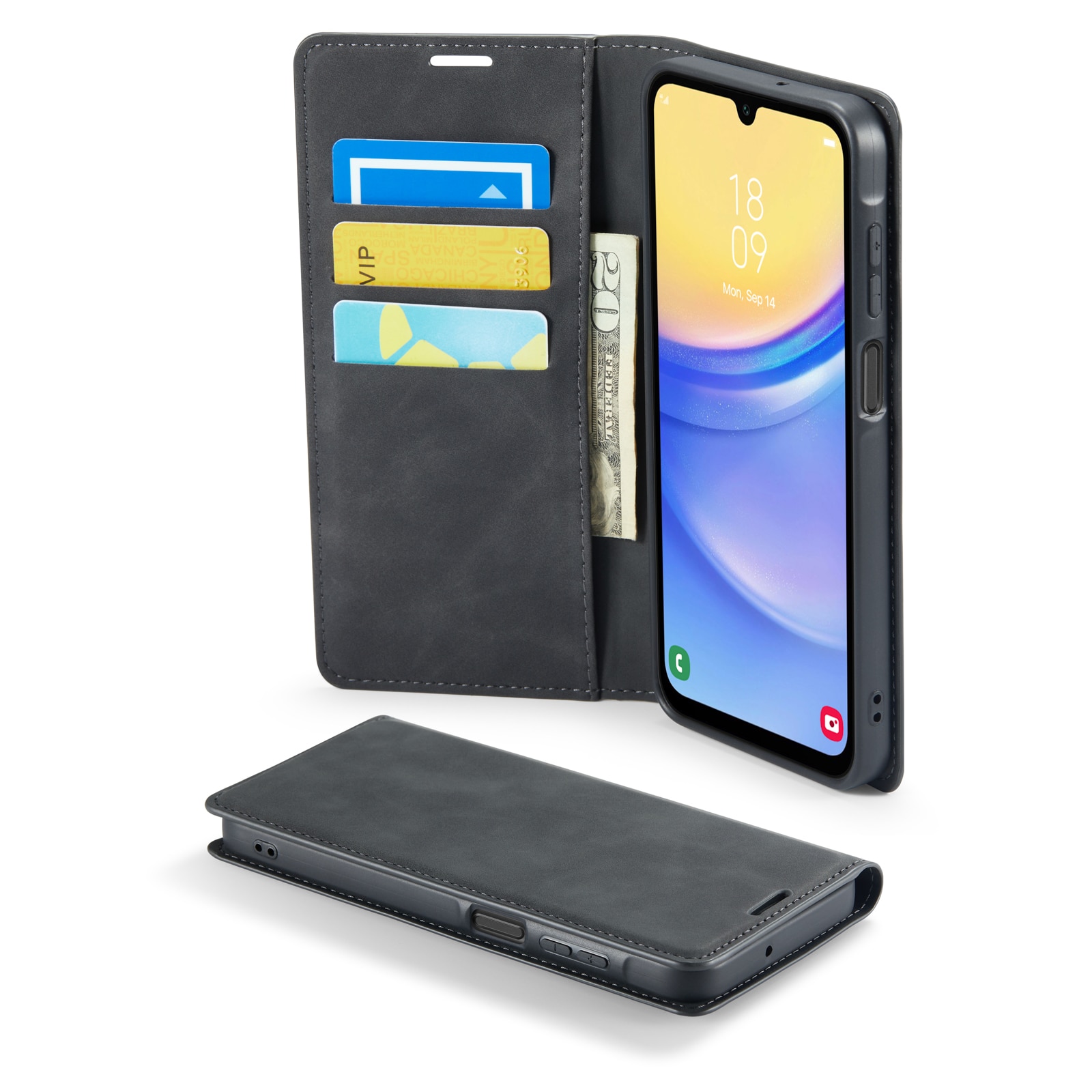 Coque portefeuille mince Samsung Galaxy A16, Noir