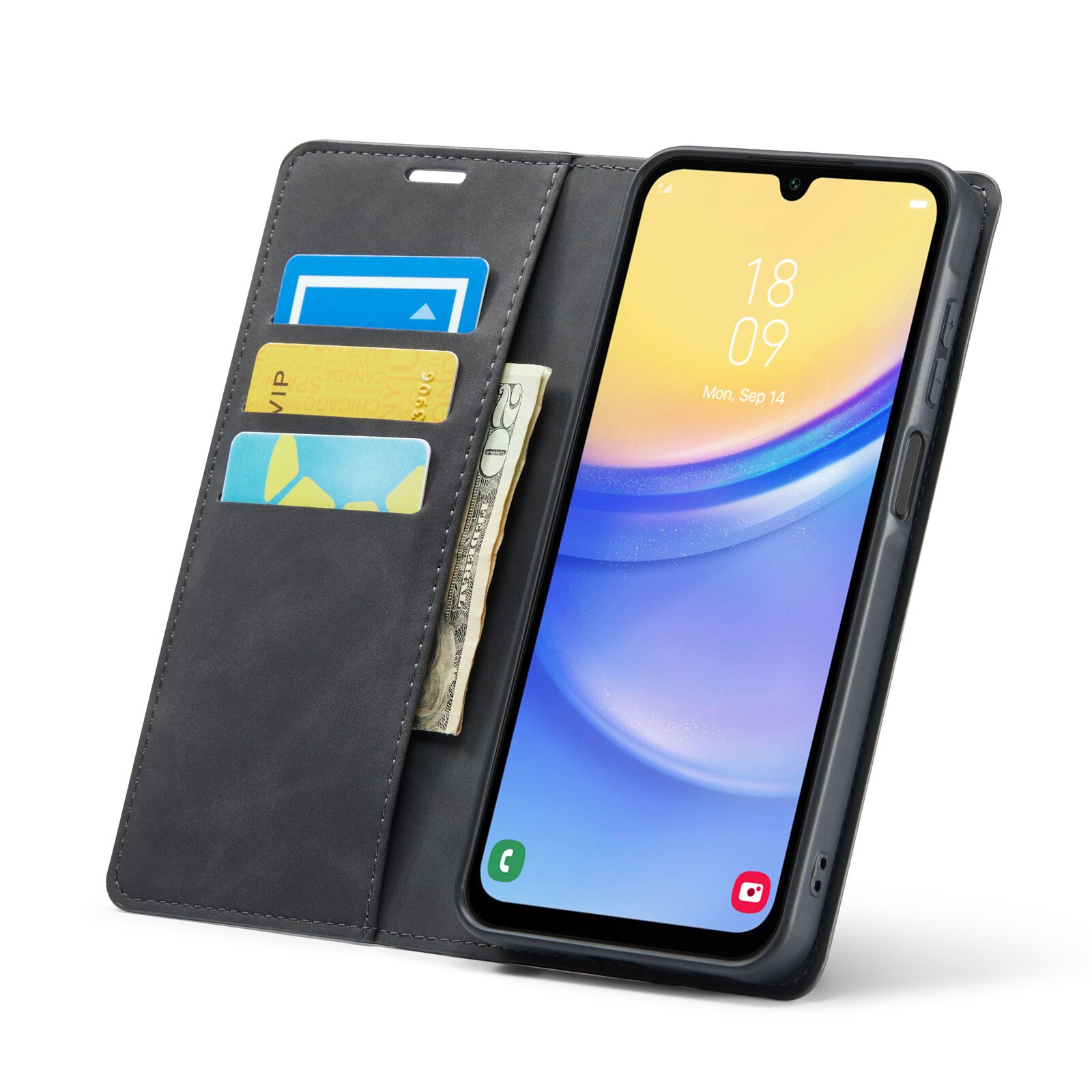 Coque portefeuille mince Samsung Galaxy A16, Noir