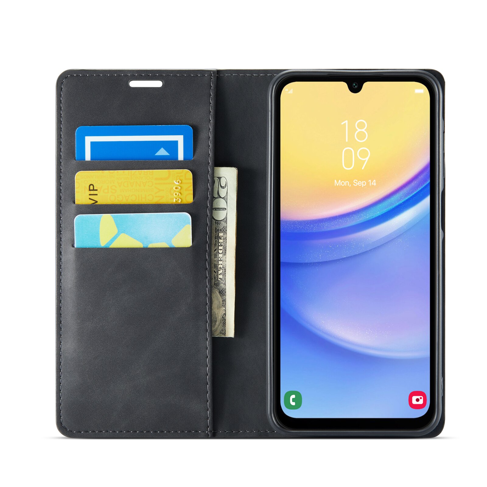 Coque portefeuille mince Samsung Galaxy A16, Noir