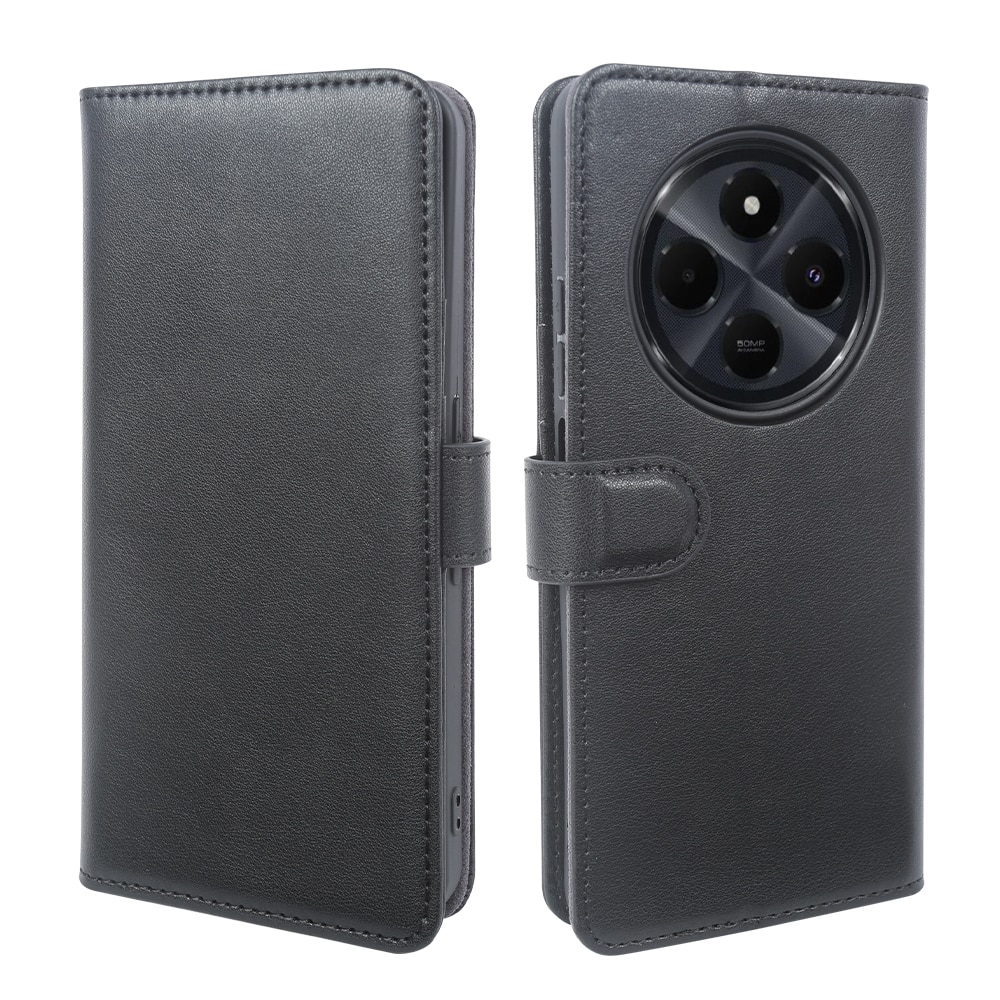 Étui en cuir veritable Xiaomi Redmi 14C, Noir