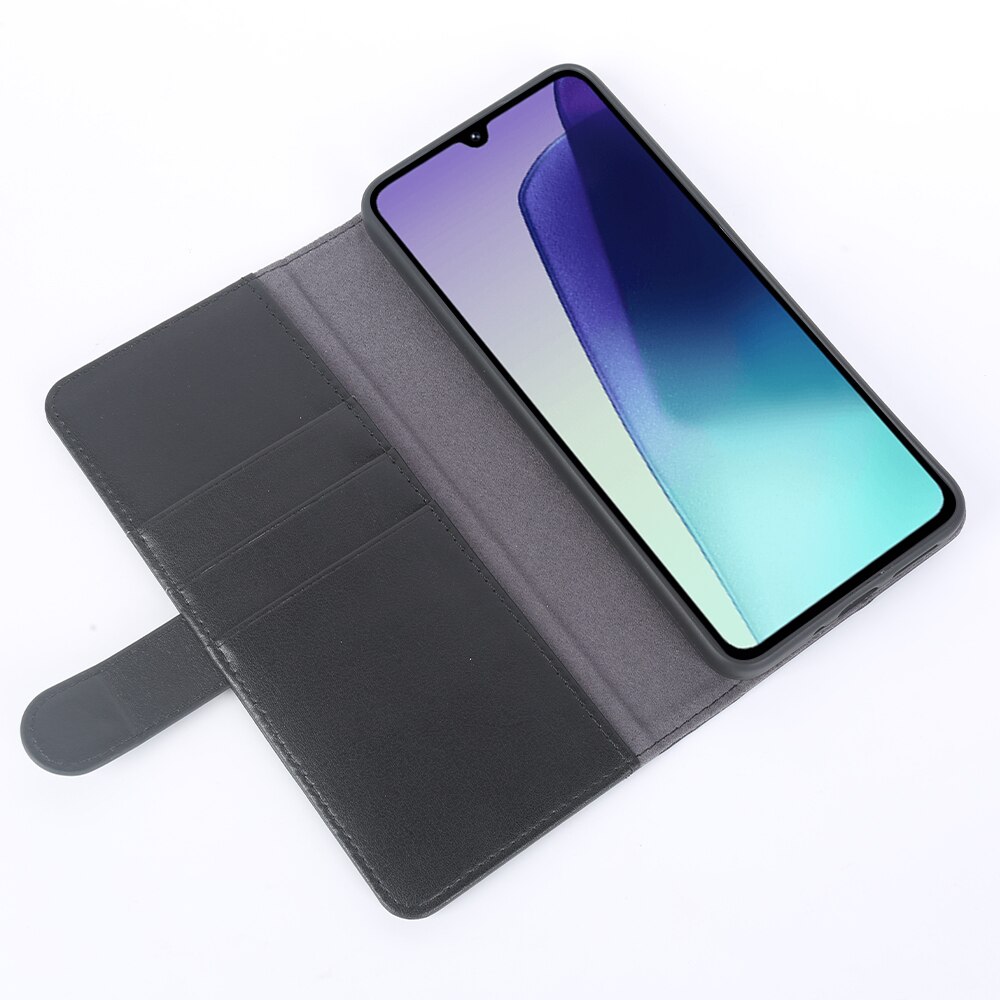 Étui en cuir veritable Xiaomi Redmi 14C, Noir
