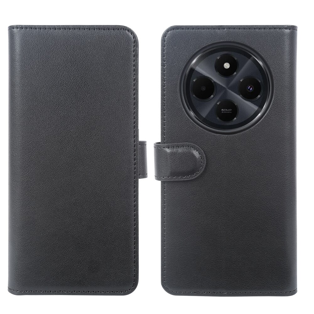 Étui en cuir veritable Xiaomi Redmi 14C, Noir