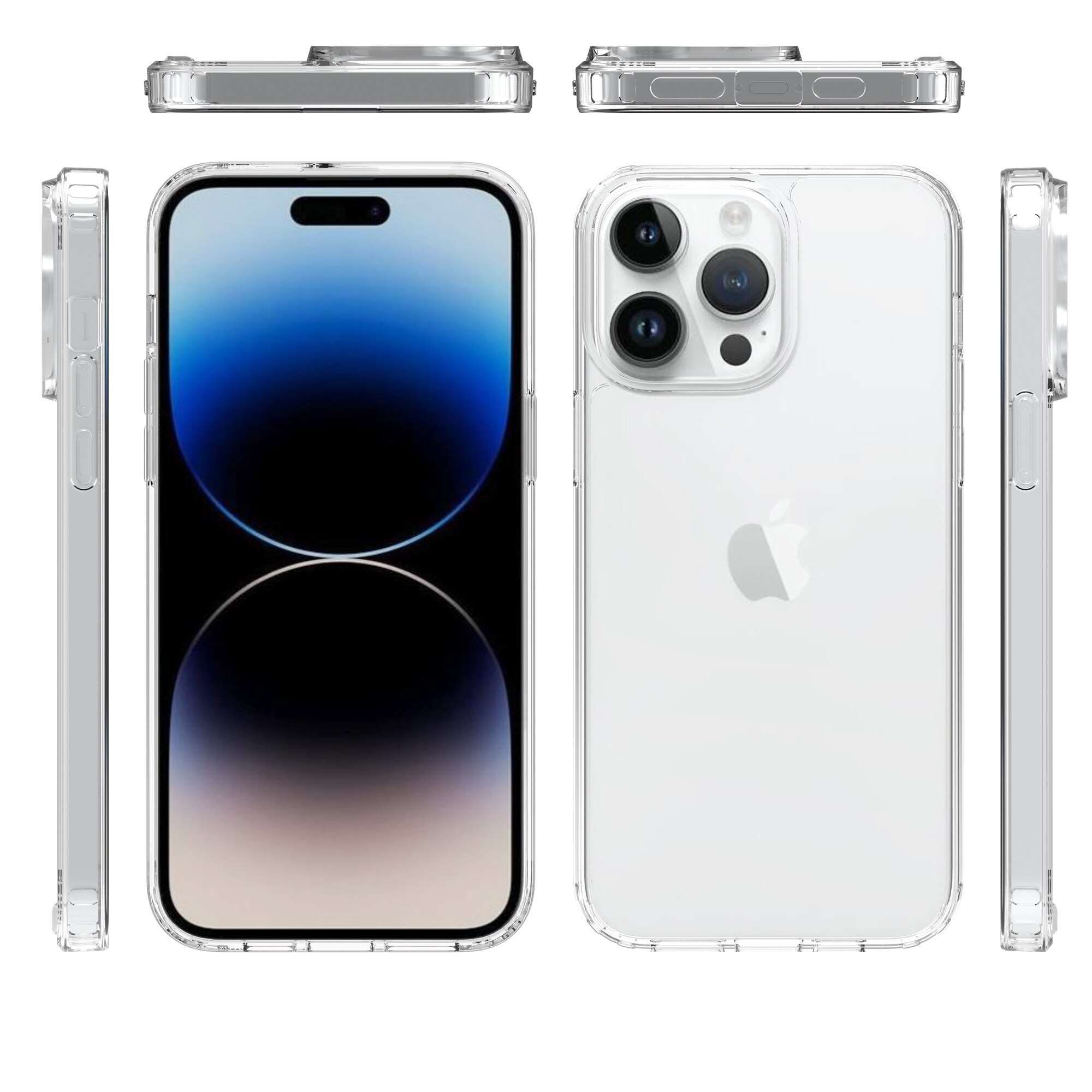 Coque hybride pour iPhone 14 Pro Max, Transparent