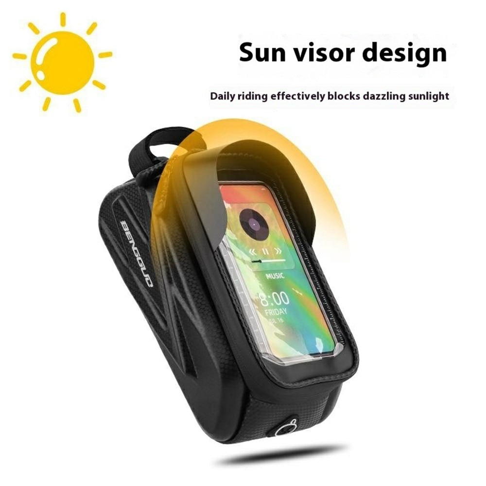 Sac de vélo déperlant avec support pour téléphone, noir