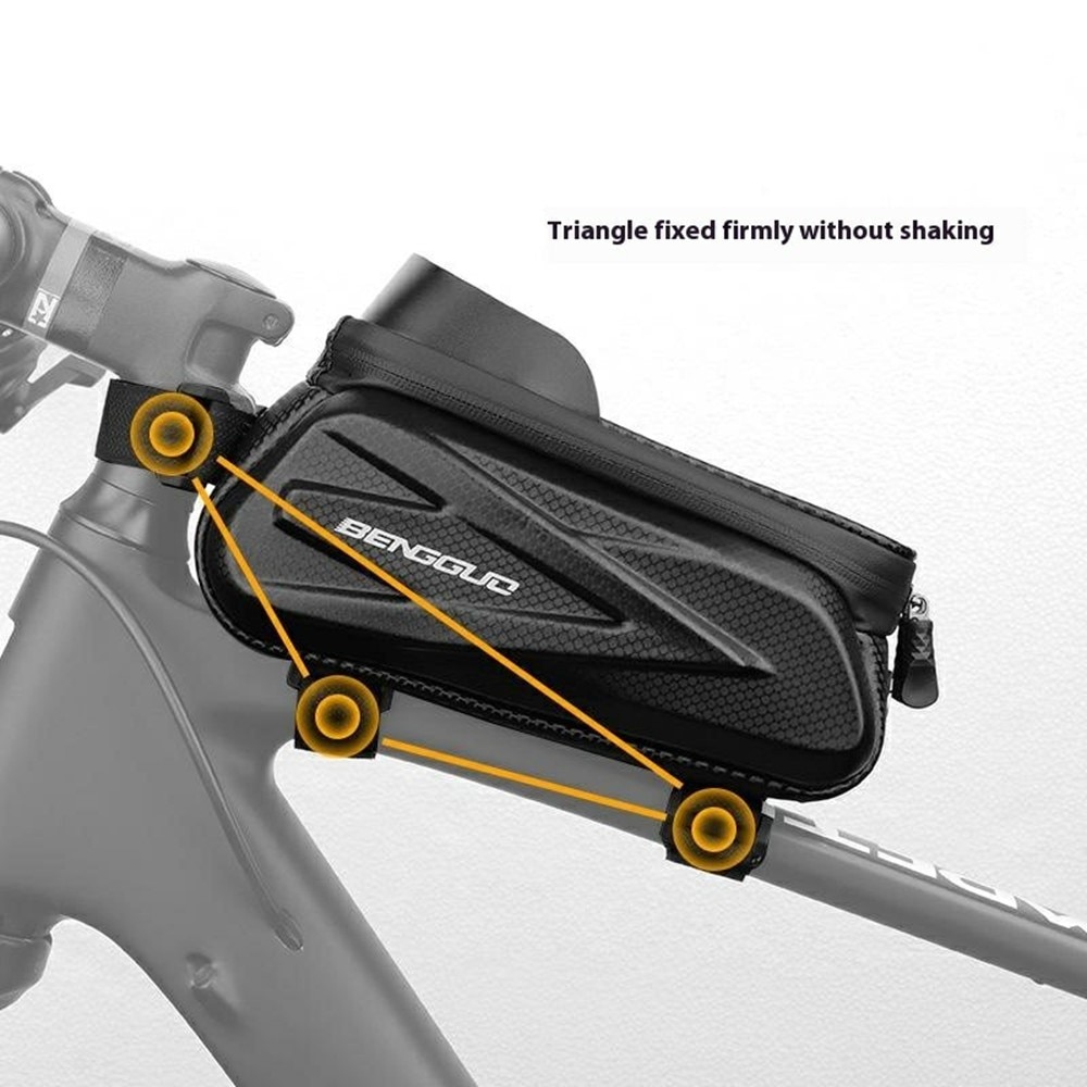 Sac de vélo déperlant avec support pour téléphone, noir