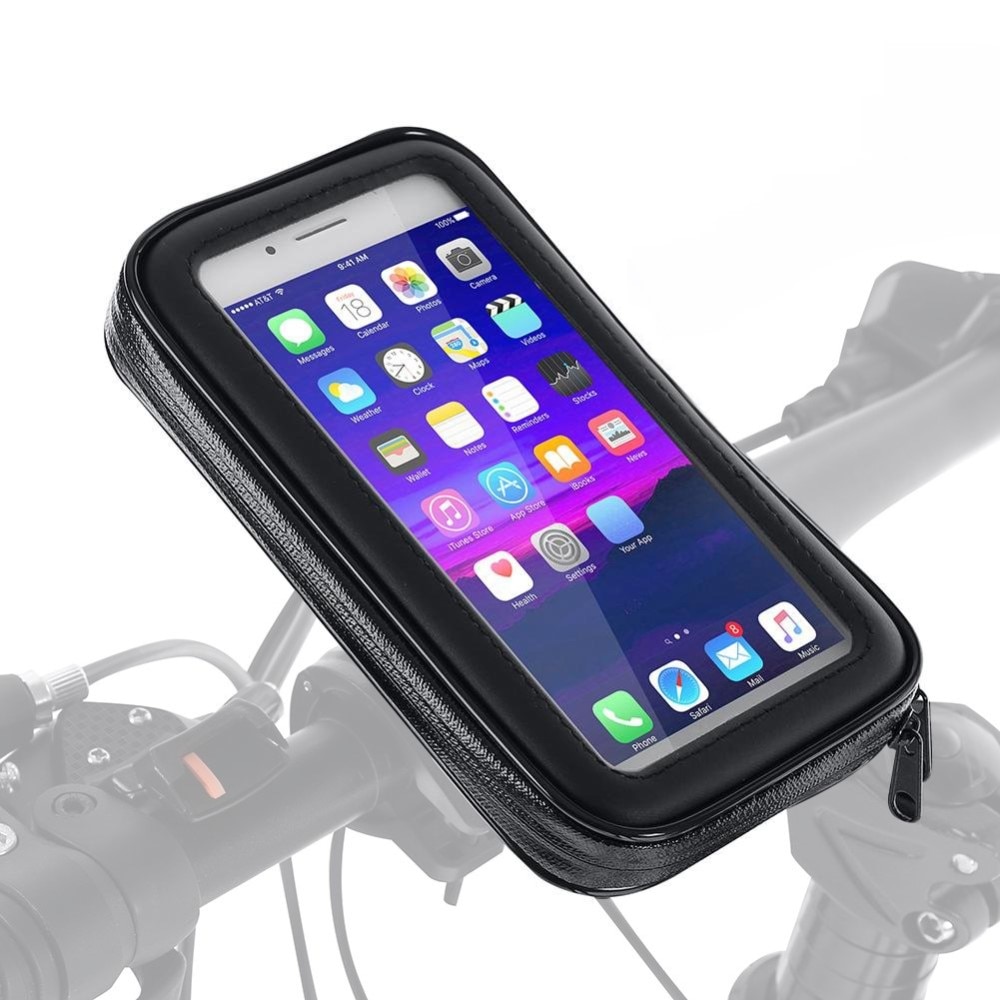 Support étanche pour téléphone portable pour moto / vélo, L, noir