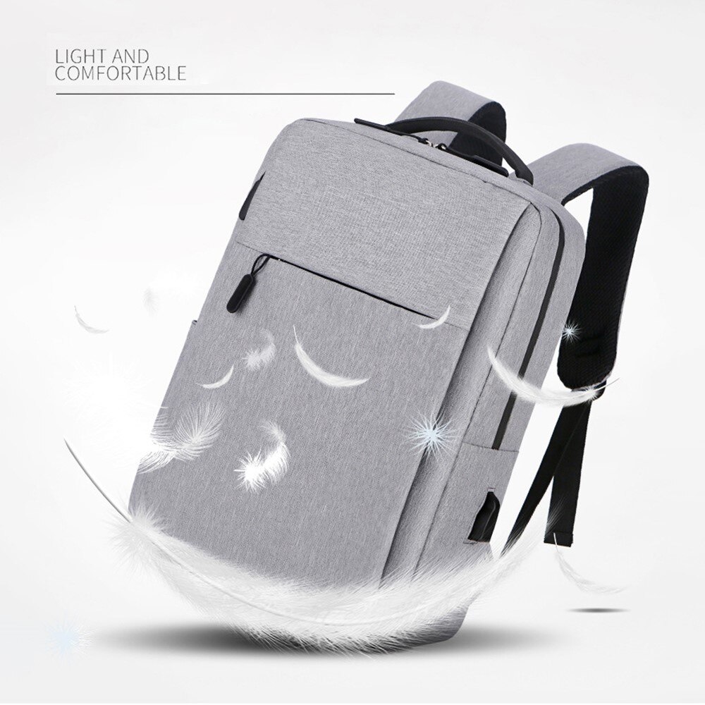 Sac à dos en nylon résistant à l'eau pour ordinateurs portables jusqu'à 16 pouces, gris