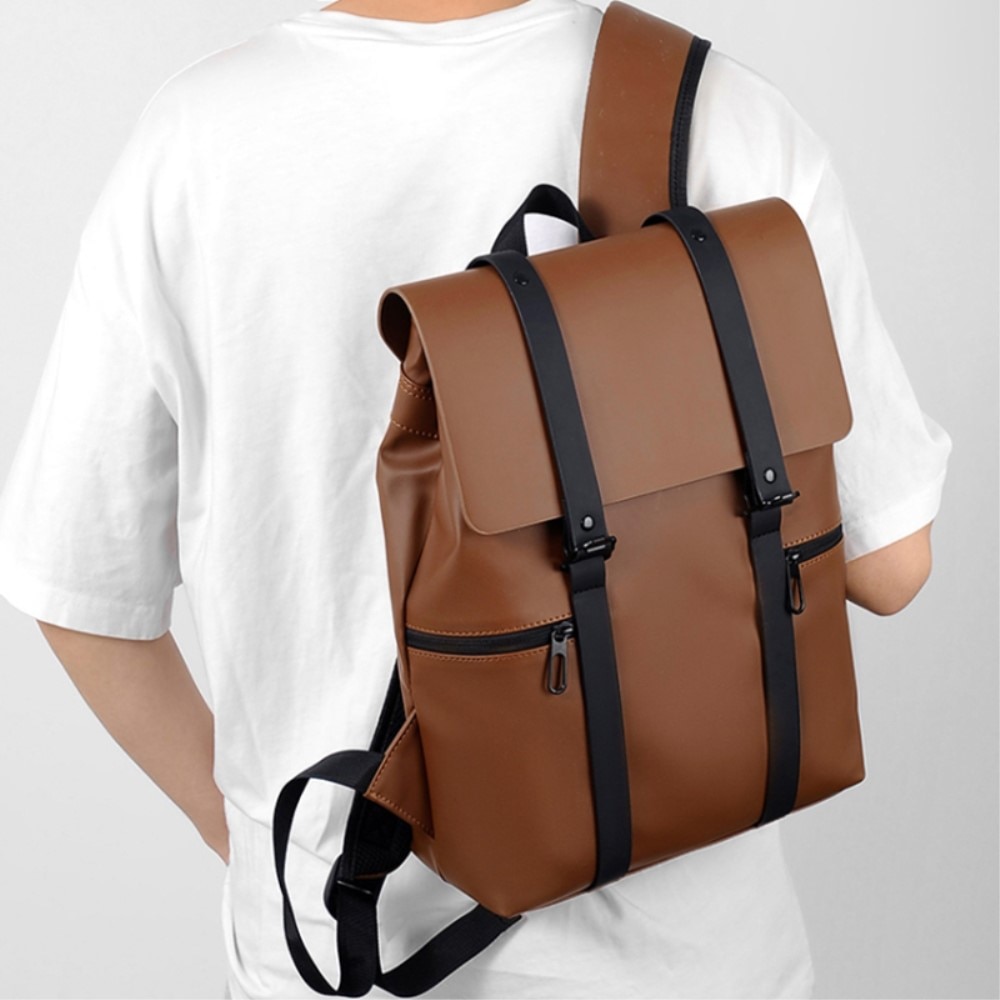 Sac à dos résistant à l'eau avec boucles doubles, marron
