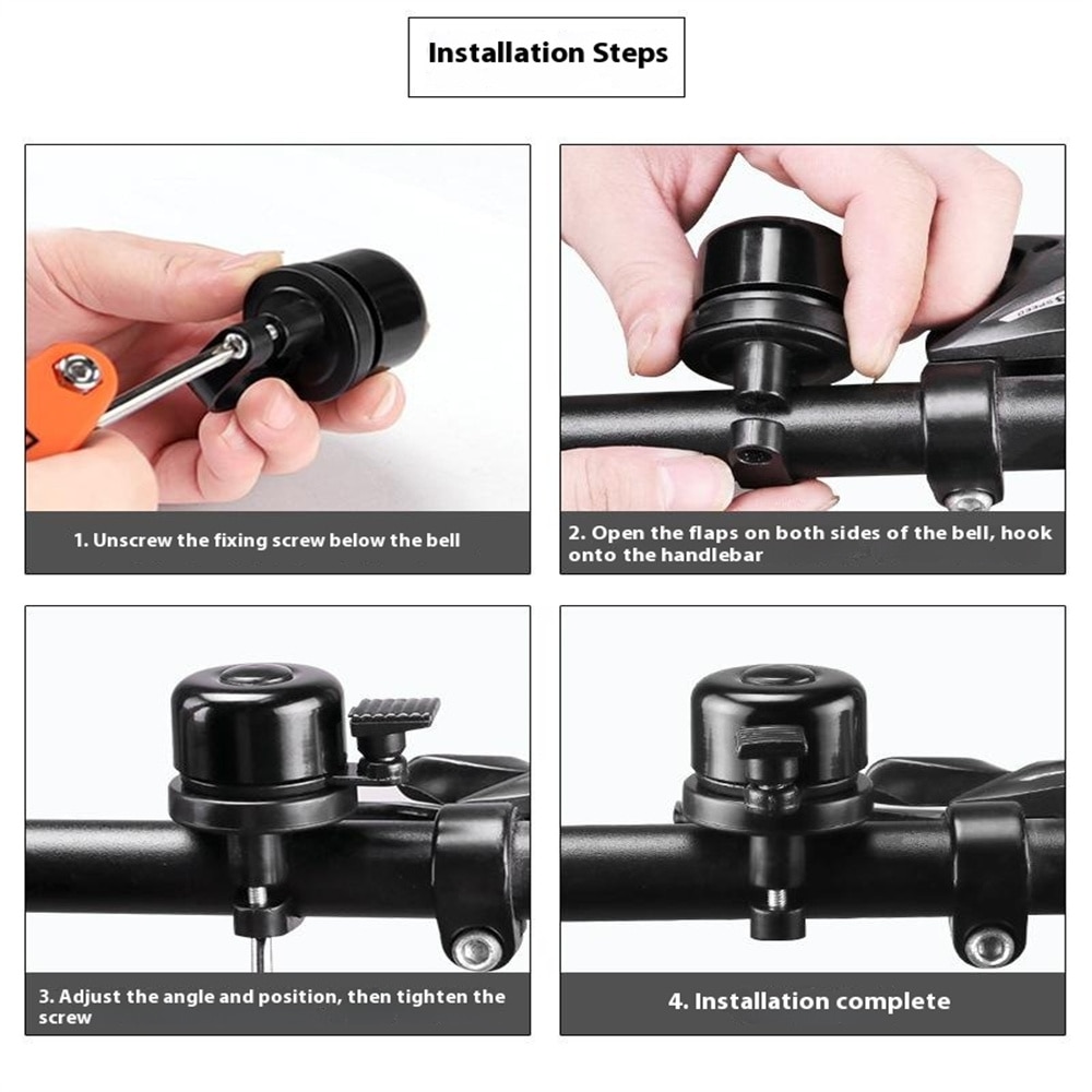 Sonnette de vélo avec support pour Apple AirTag, noir