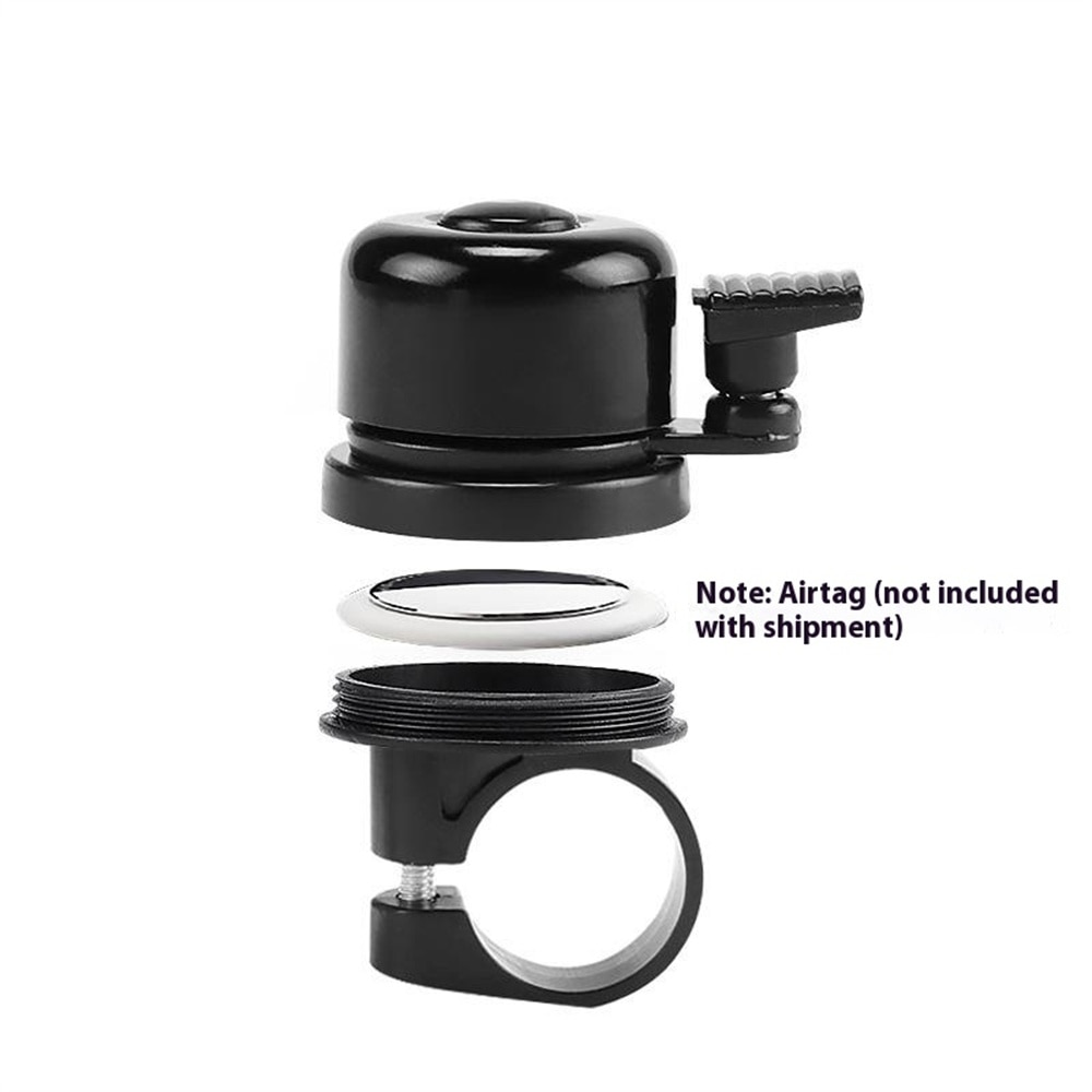 Sonnette de vélo avec support pour Apple AirTag, noir