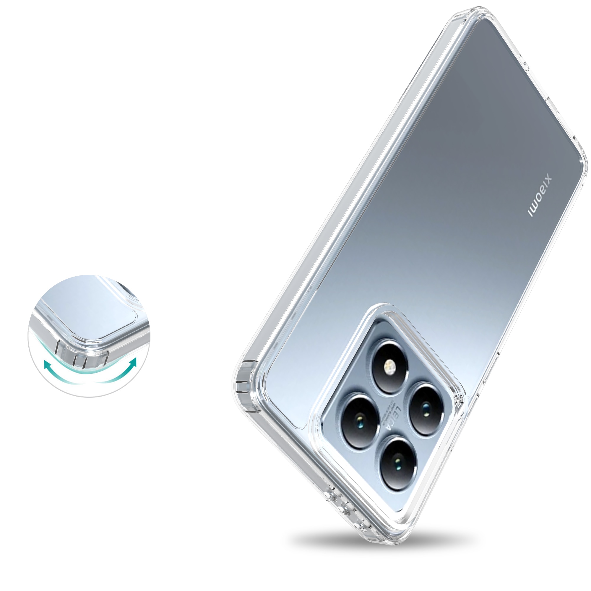 Coque hybride pour Xiaomi 14T, Transparent