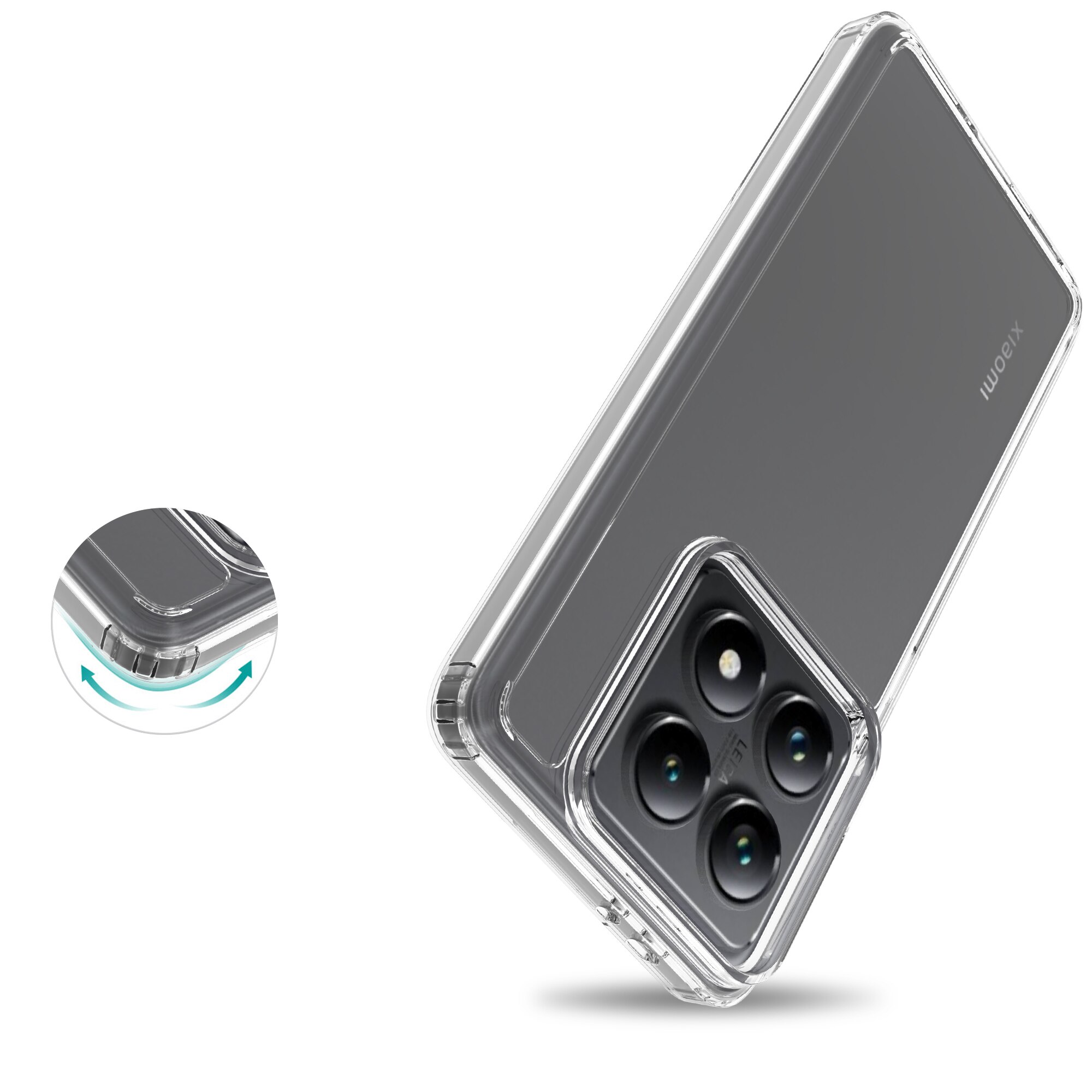 Coque hybride pour Xiaomi 14T Pro, Transparent