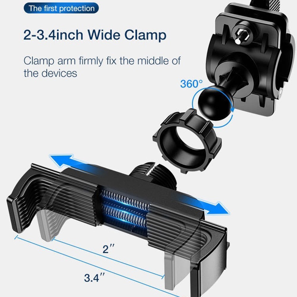 Support téléphone pour vélo avec grip en silicone, noir