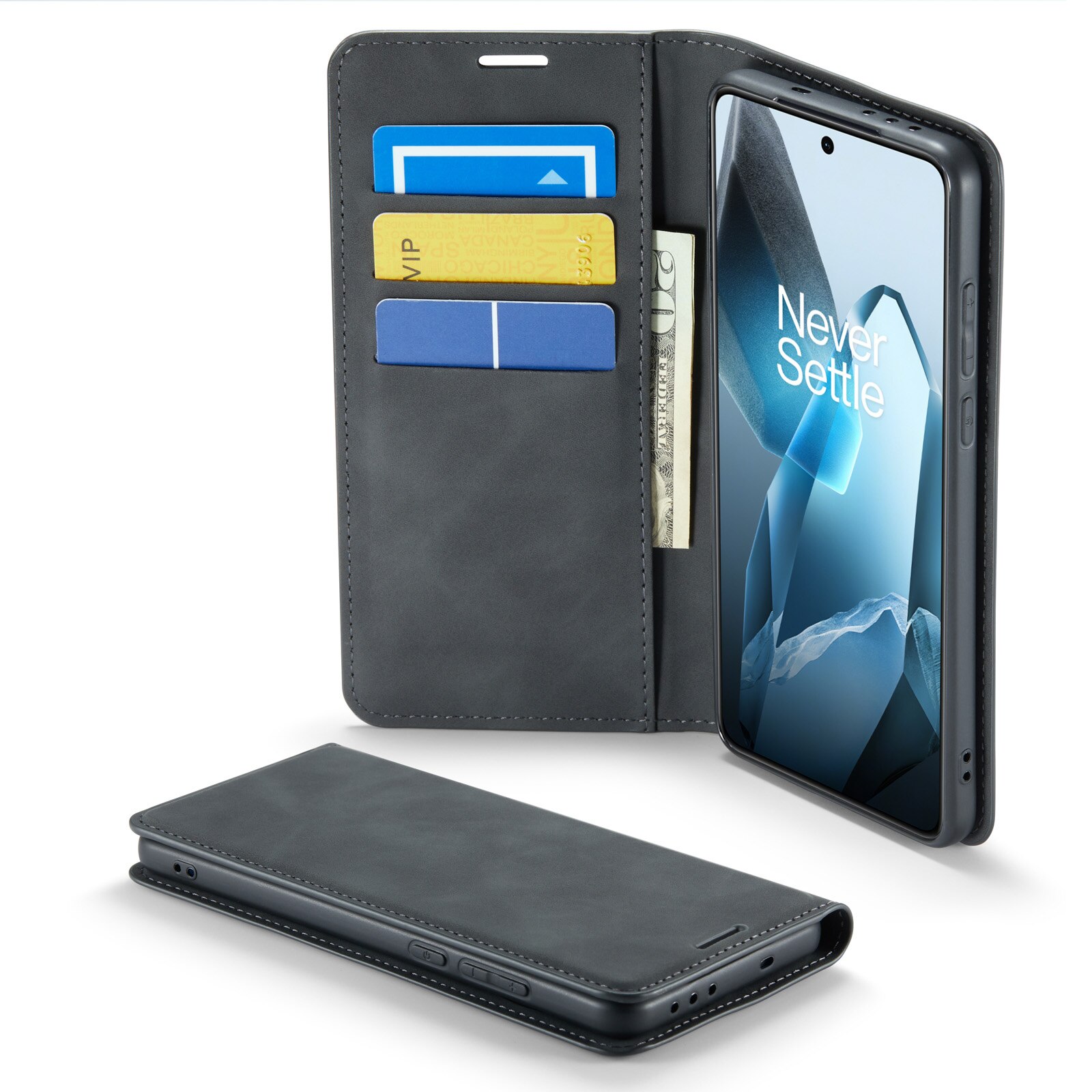 Coque portefeuille mince  OnePlus 13, Noir