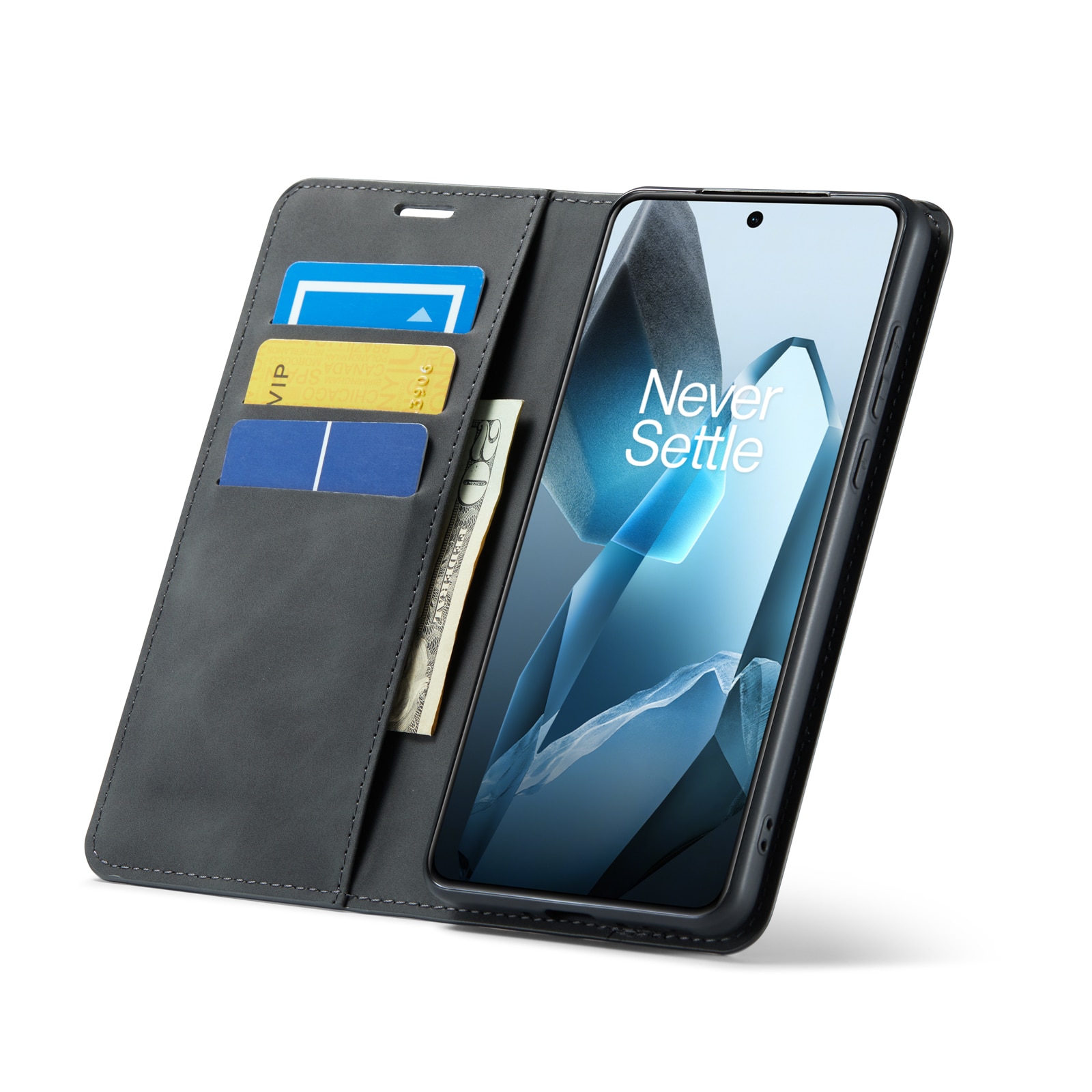 Coque portefeuille mince  OnePlus 13, Noir