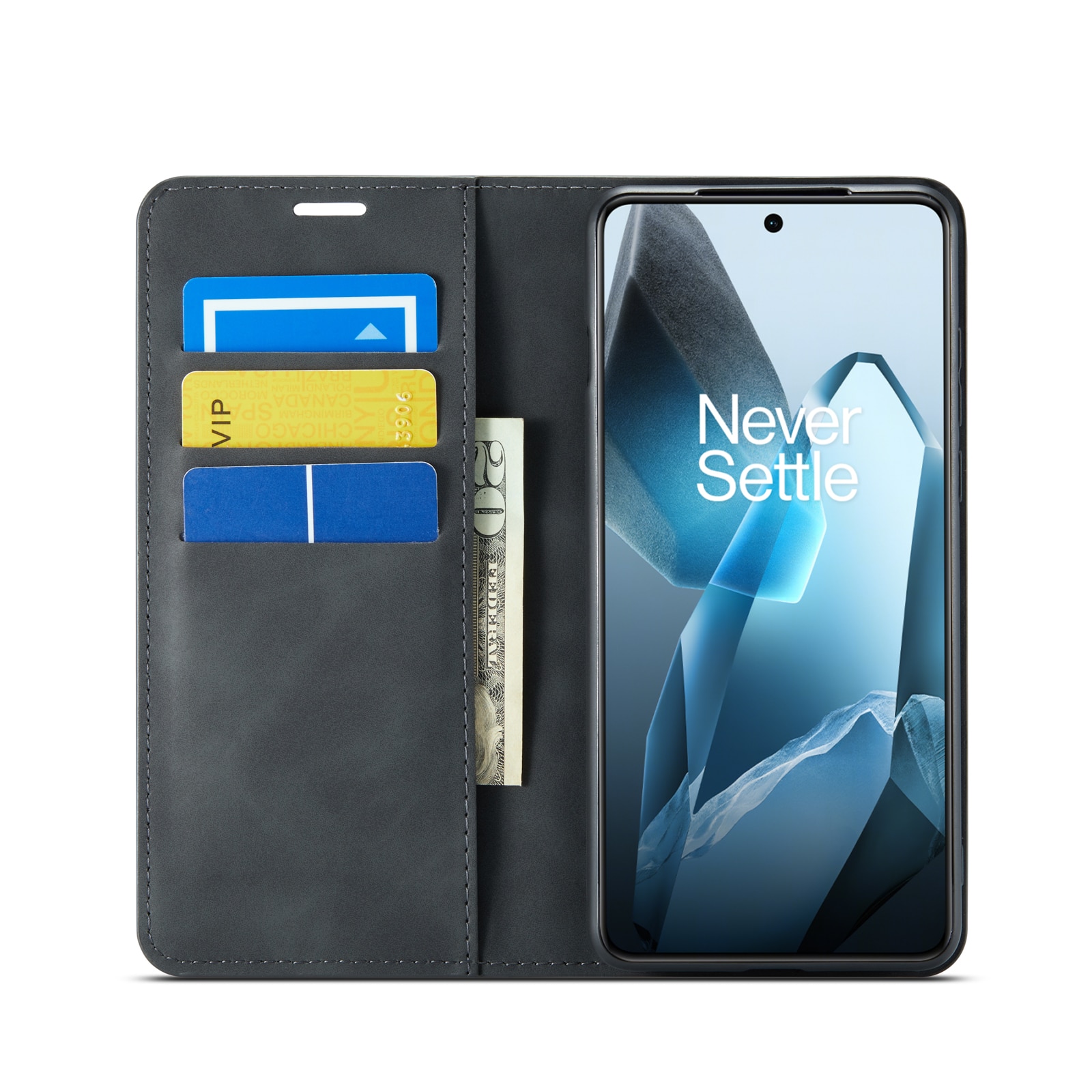 Coque portefeuille mince  OnePlus 13, Noir
