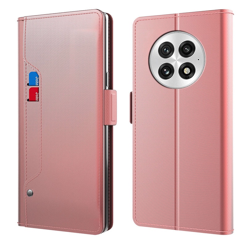 Étui portefeuille Miroir  OnePlus 13, rose doré