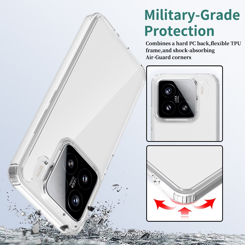 Coque hybride pour Xiaomi 15, transparent