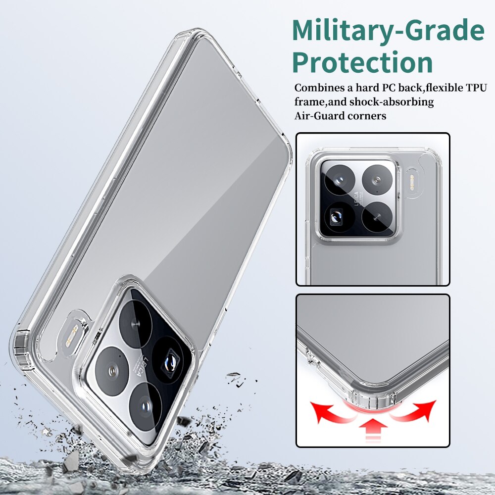 Coque hybride pour Xiaomi 15 Pro, transparent