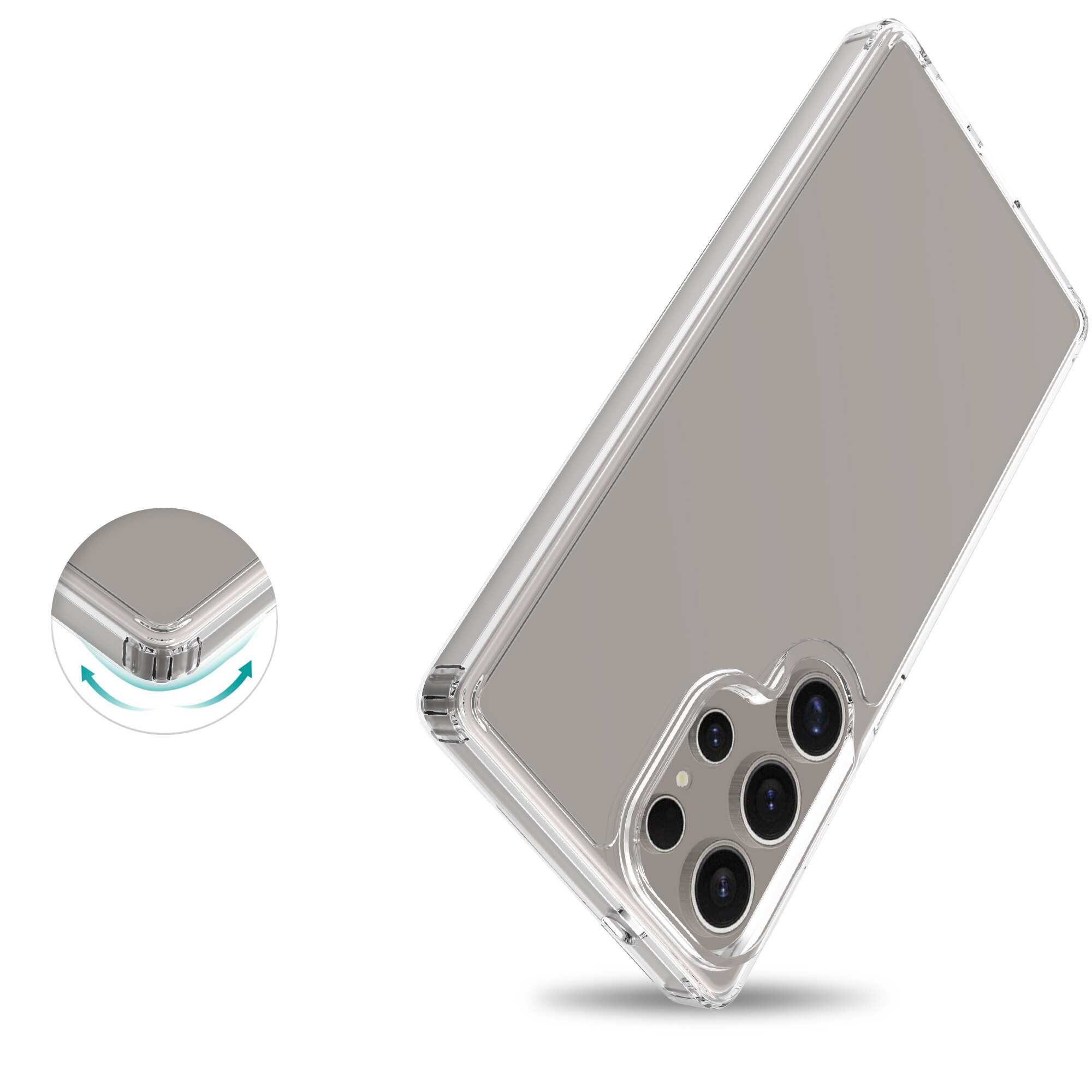Coque hybride pour Samsung Galaxy S25 Ultra, Transparent