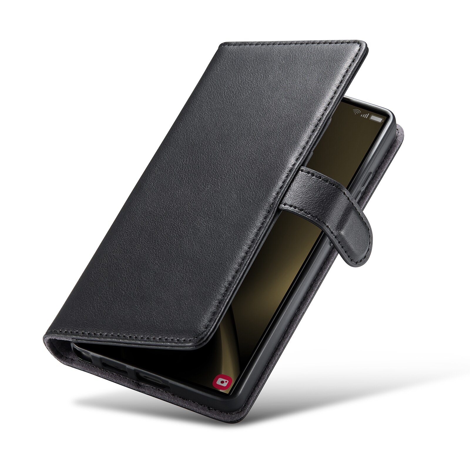 Étui en cuir veritable Samsung Galaxy S25 Ultra, Noir