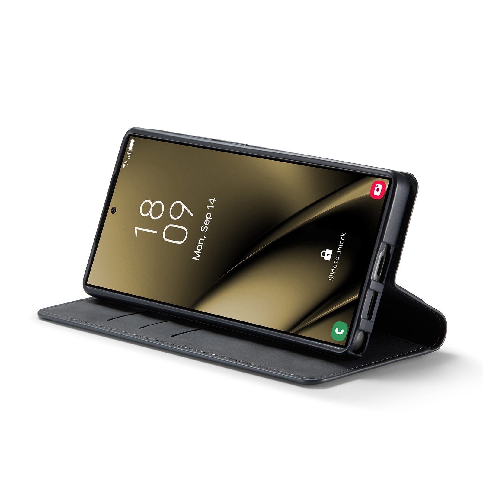 Coque portefeuille mince Samsung Galaxy S25 Ultra, Noir