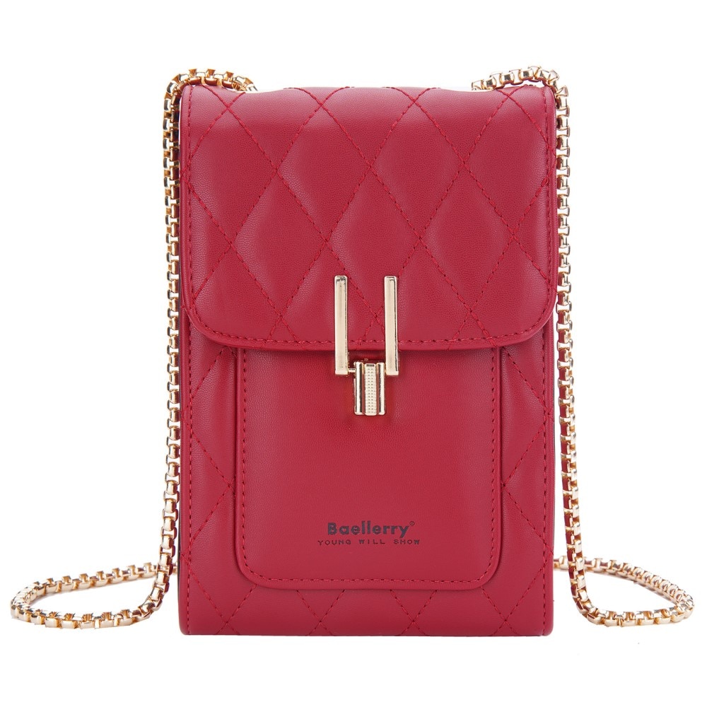 Quilted Crossbody Mini Wallet, rouge