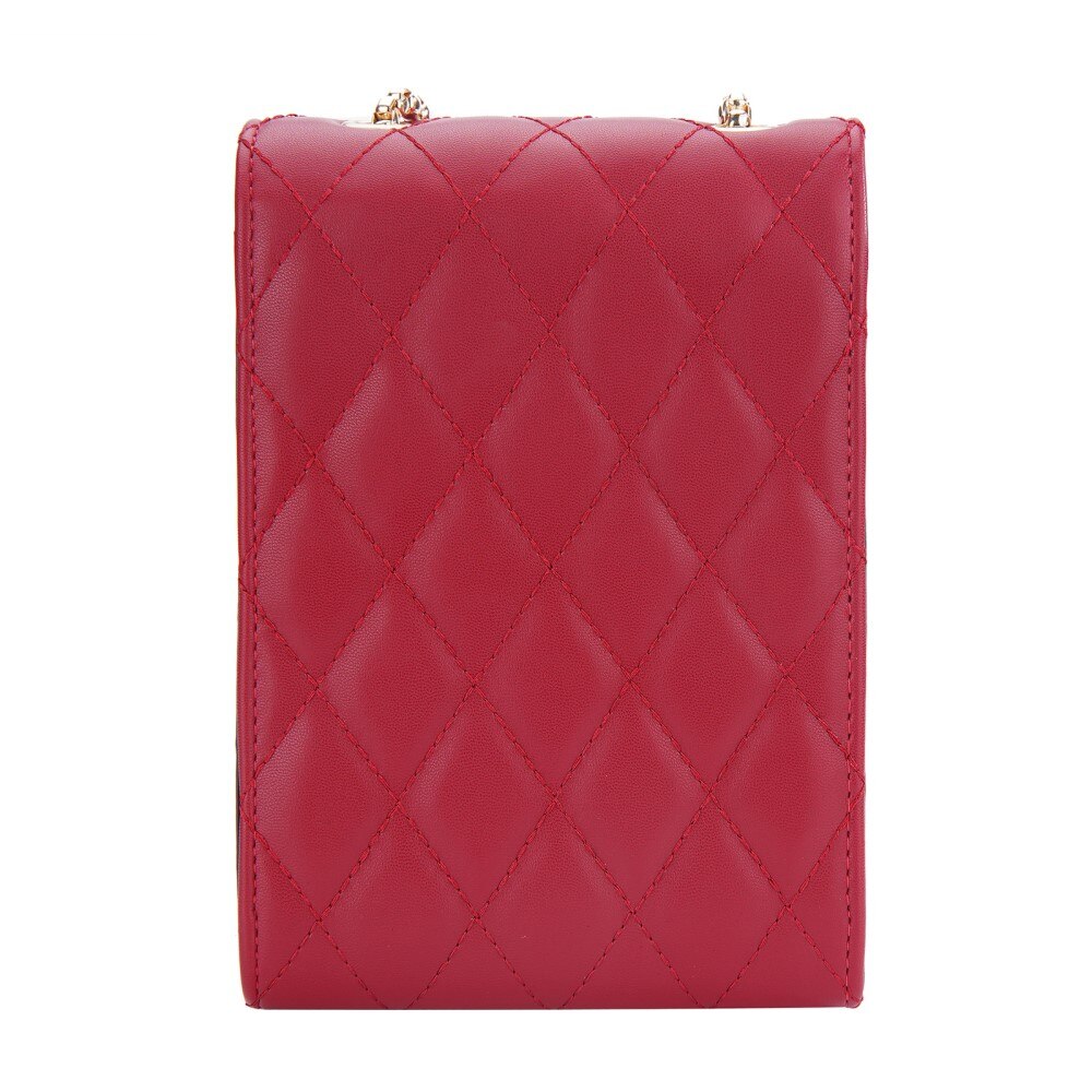 Quilted Crossbody Mini Wallet, rouge