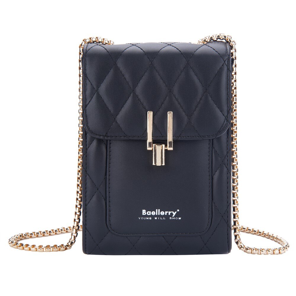 Quilted Crossbody Mini Wallet, noir