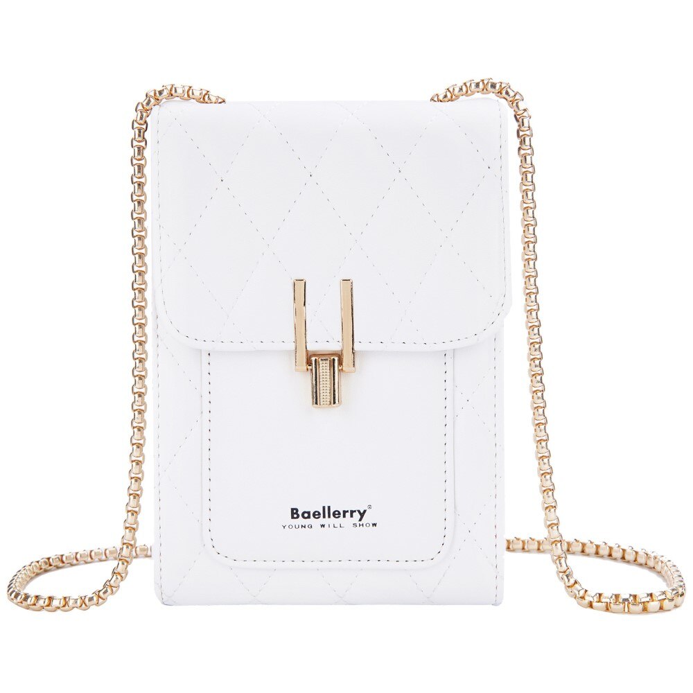 Quilted Crossbody Mini Wallet, blanc