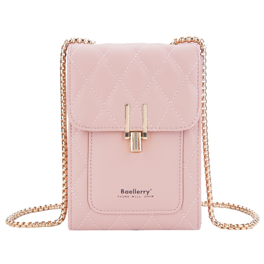 Quilted Crossbody Mini Wallet, rose