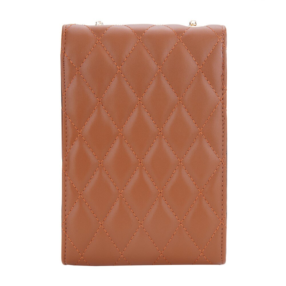 Quilted Crossbody Mini Wallet, marron