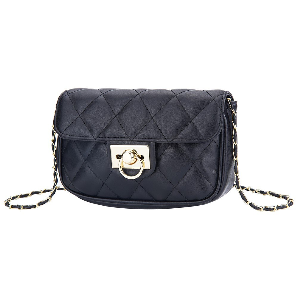 Quilted Crossbody Shoulder Bag, noir