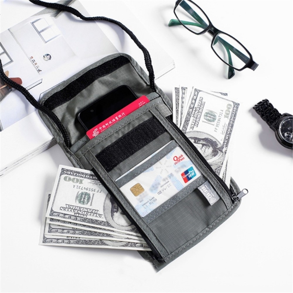 Étui pour passeport/sac de voyage avec protection RFID, noir