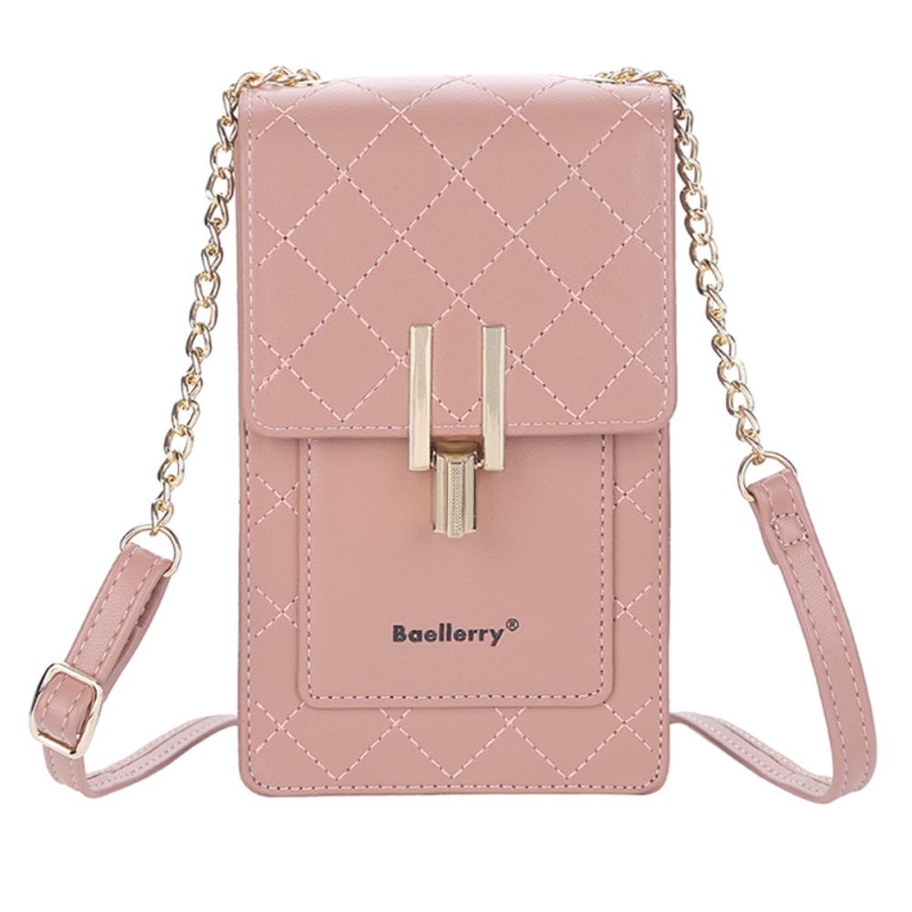 Quilted Crossbody Mini Wallet, rose