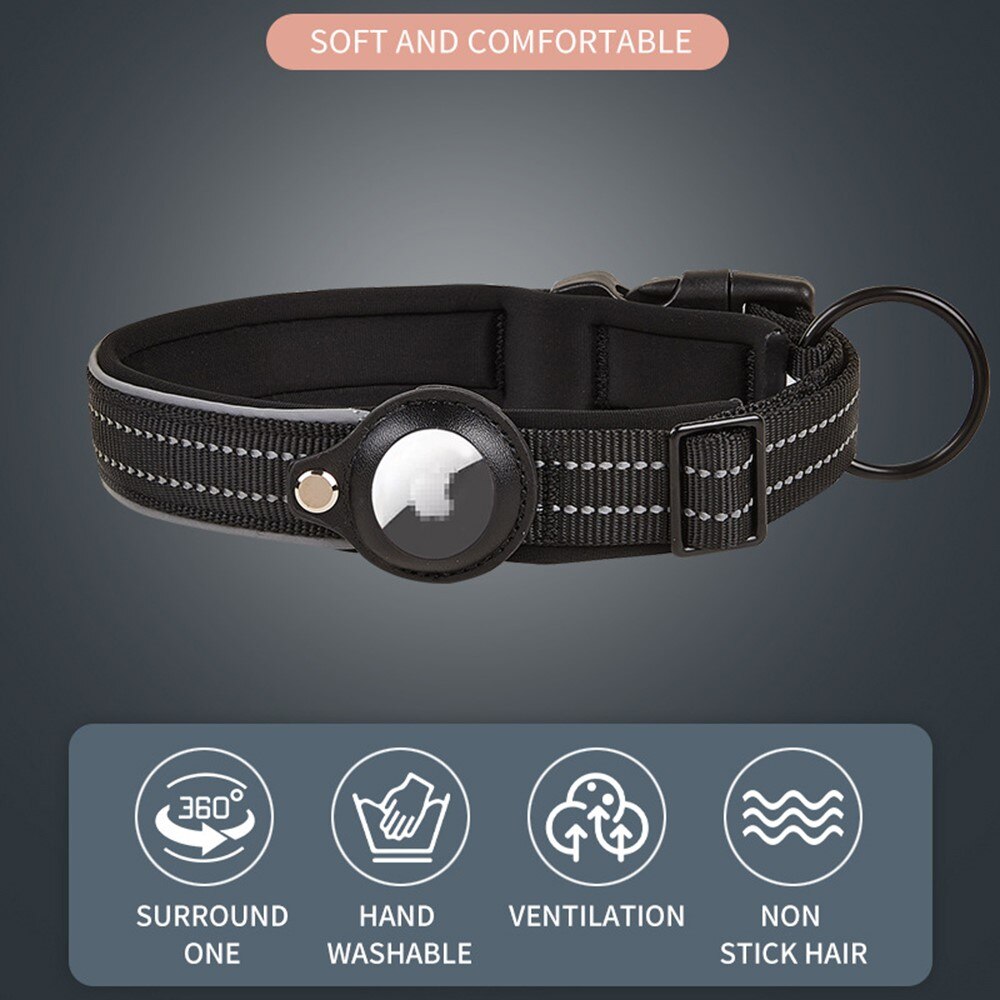Apple AirTag Collier pour Chien avec Réflecteur L, noir