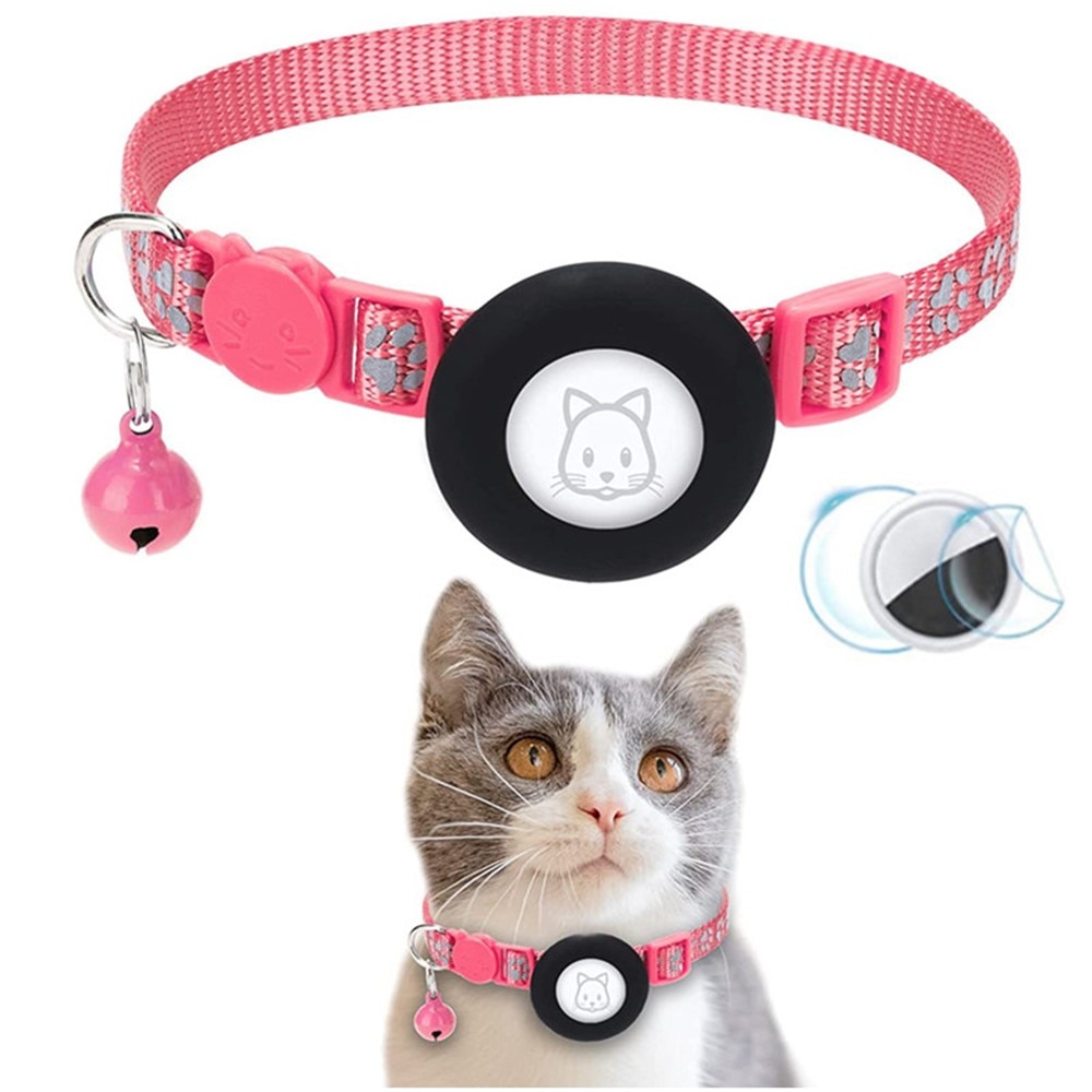 Collier pour chat Apple AirTag empreinte réfléchissante de patte,  Rose