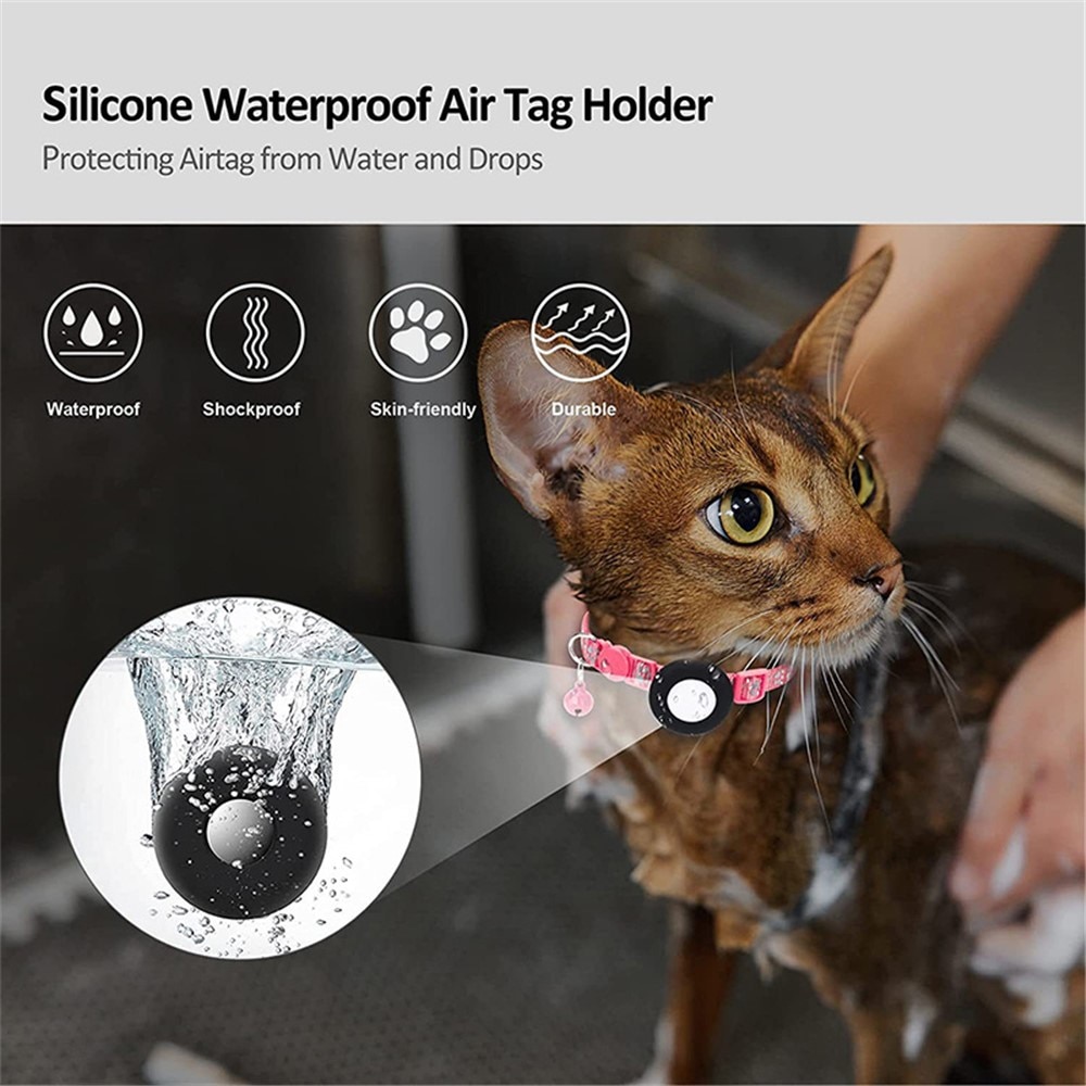 Collier pour chat Apple AirTag empreinte réfléchissante de patte,  Rose