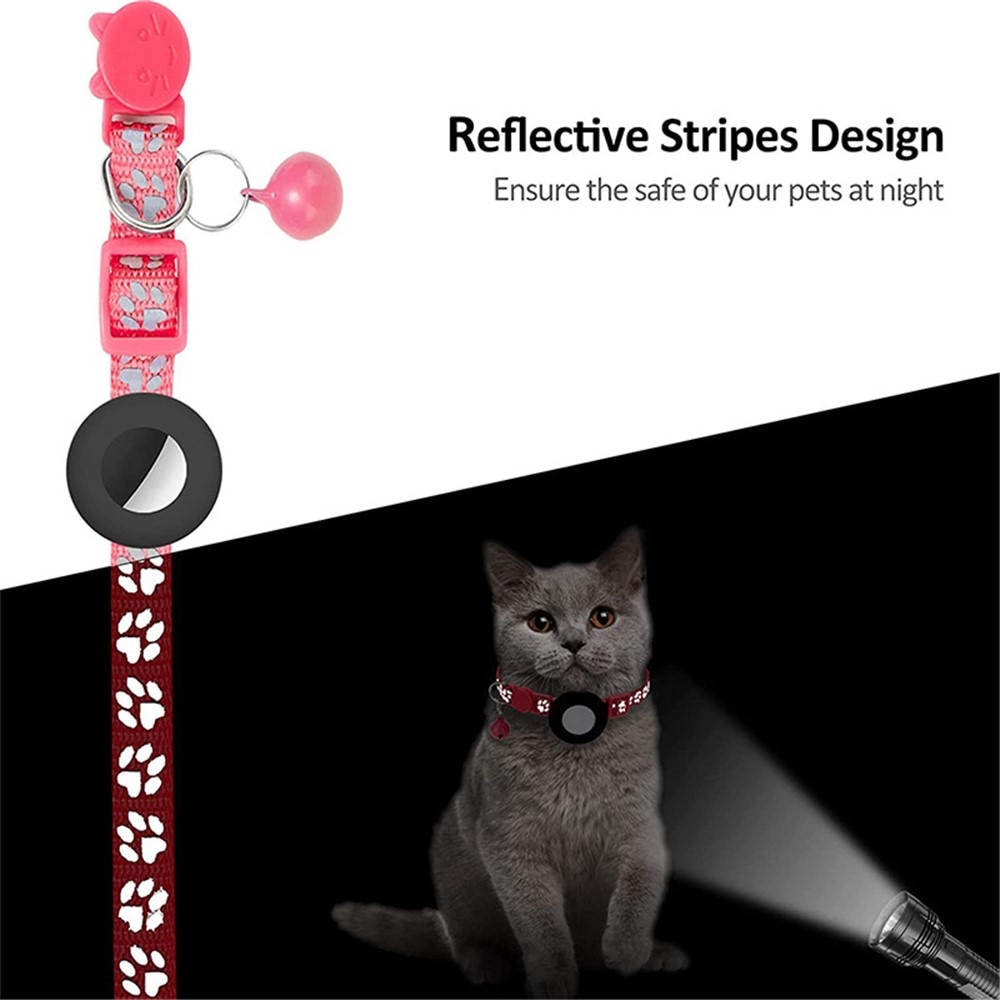 Collier pour chat Apple AirTag empreinte réfléchissante de patte,  Rose