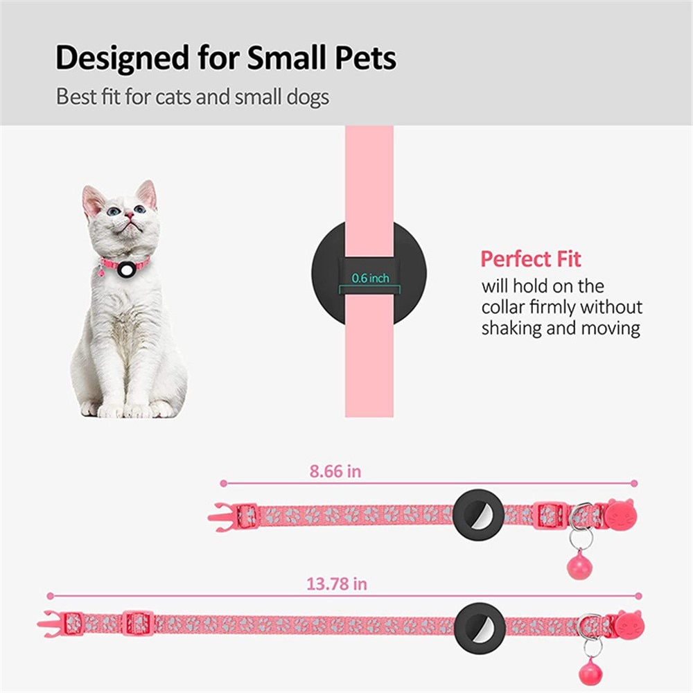 Collier pour chat Apple AirTag empreinte réfléchissante de patte,  Rose