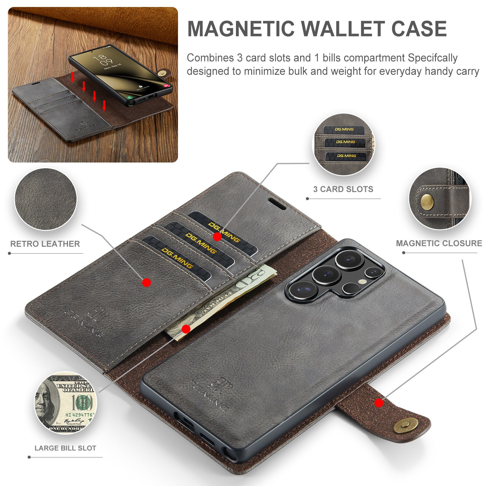 Étui portefeuille Magnet Wallet Samsung Galaxy S25 Ultra, Brown