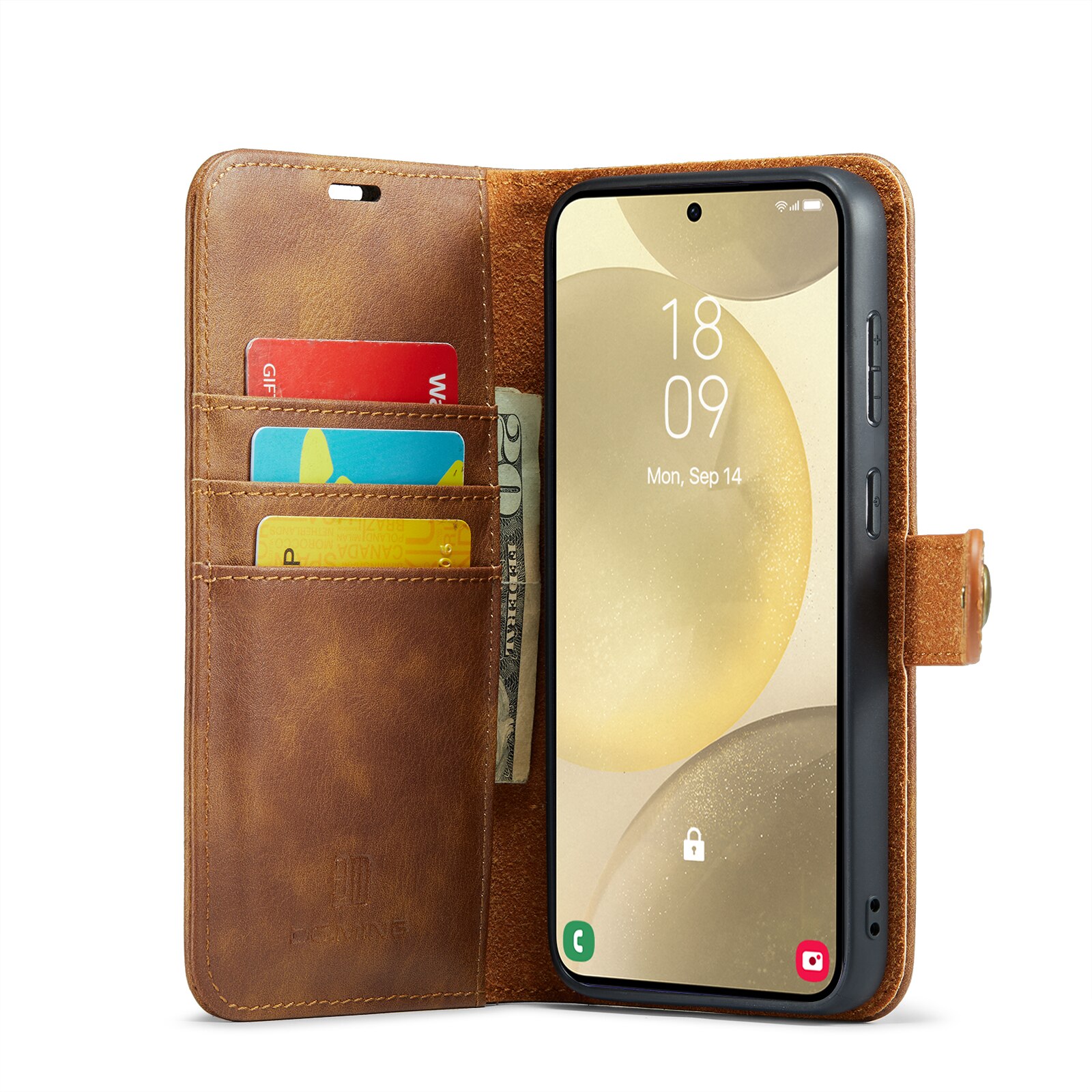 Étui portefeuille Magnet Wallet Samsung Galaxy S25, Cognac