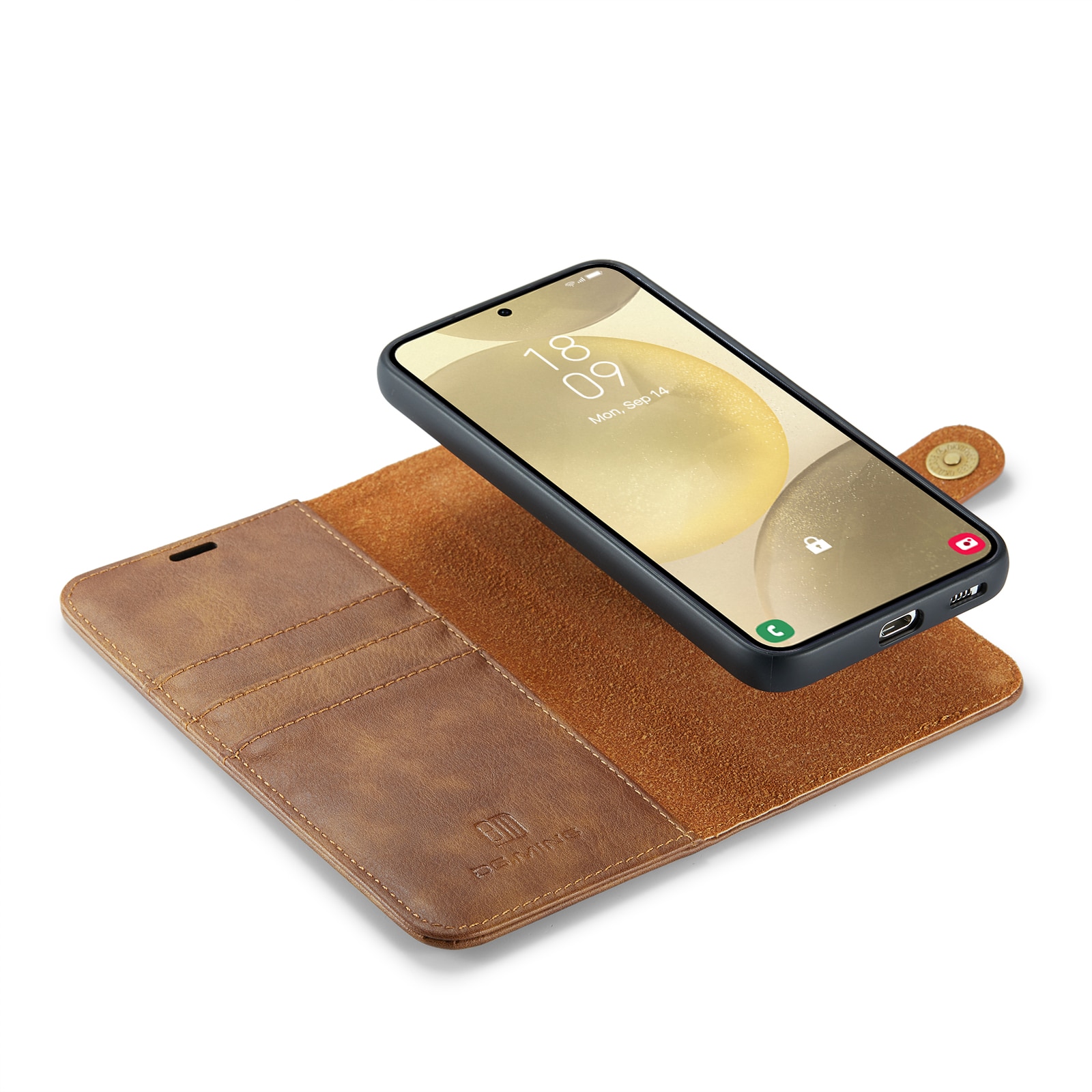 Étui portefeuille Magnet Wallet Samsung Galaxy S25, Cognac