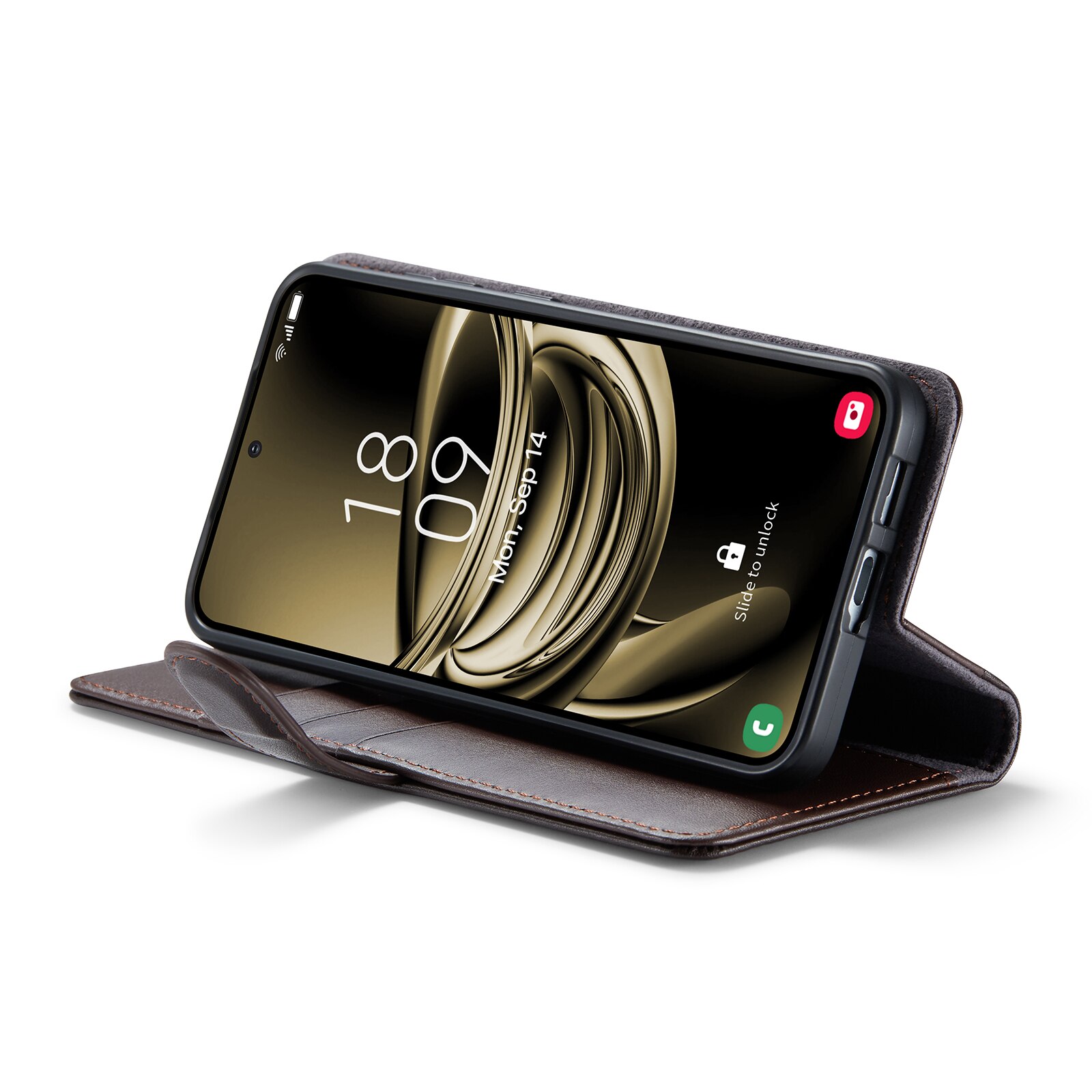 Étui en cuir veritable Samsung Galaxy S25, Marron