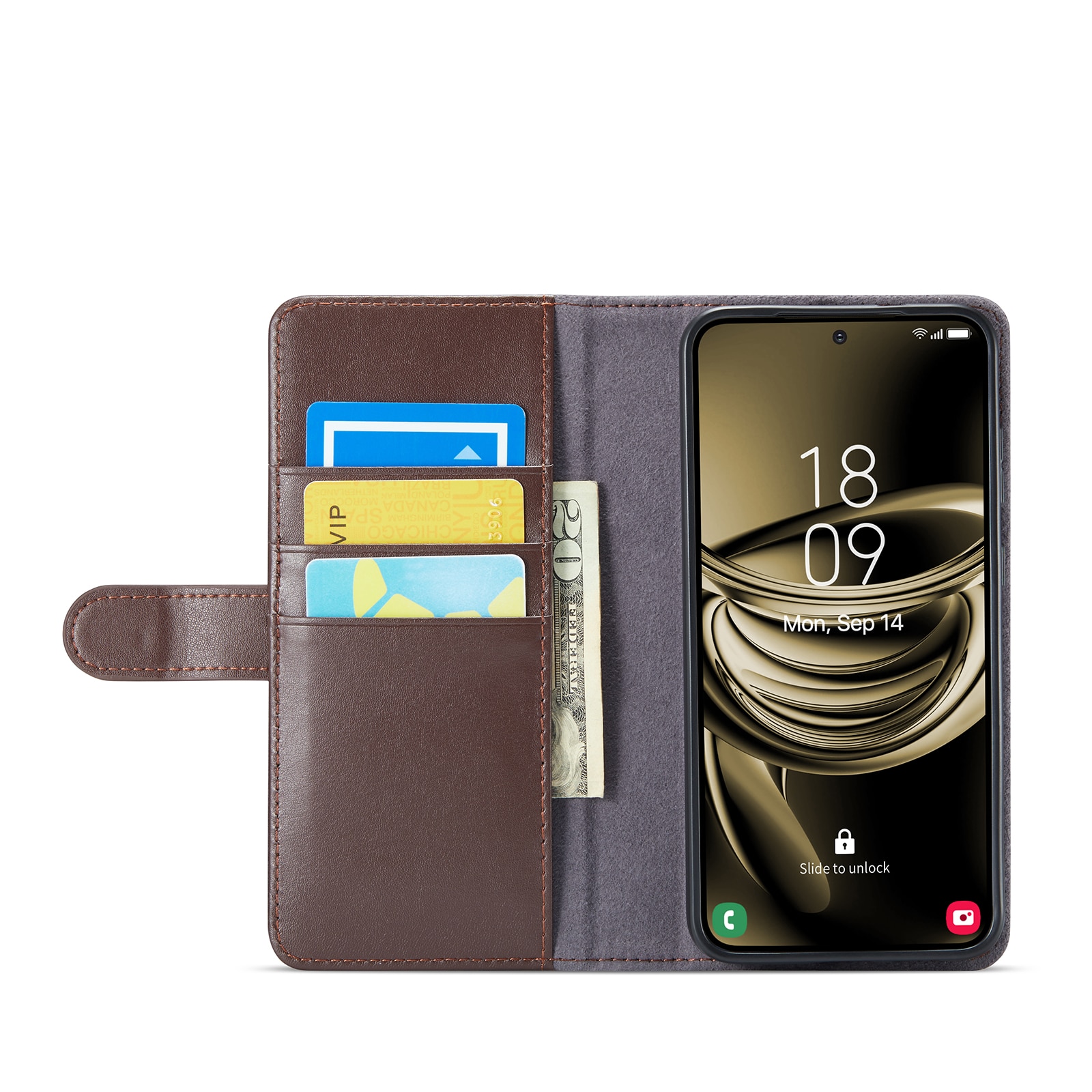 Étui en cuir veritable Samsung Galaxy S25, Marron