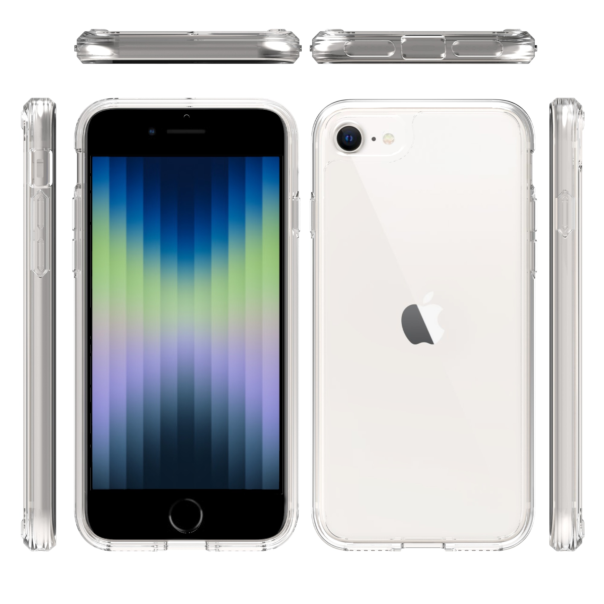 Coque hybride pour iPhone SE 2022, Transparent