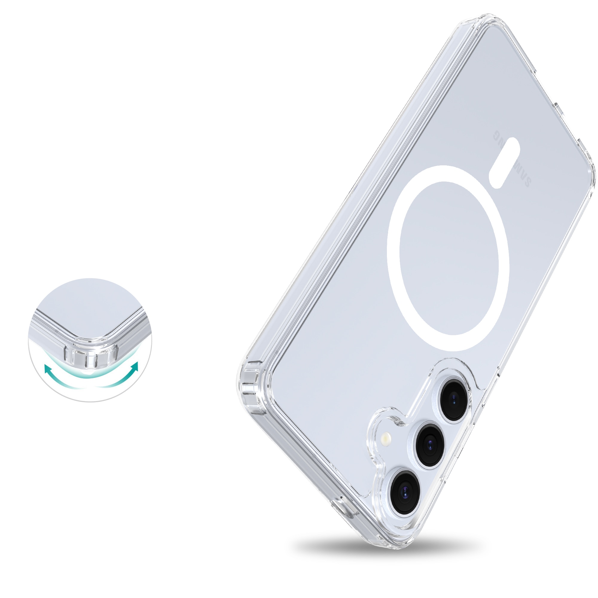 Coque hybride MagSafe Samsung Galaxy S25 Plus, transparent