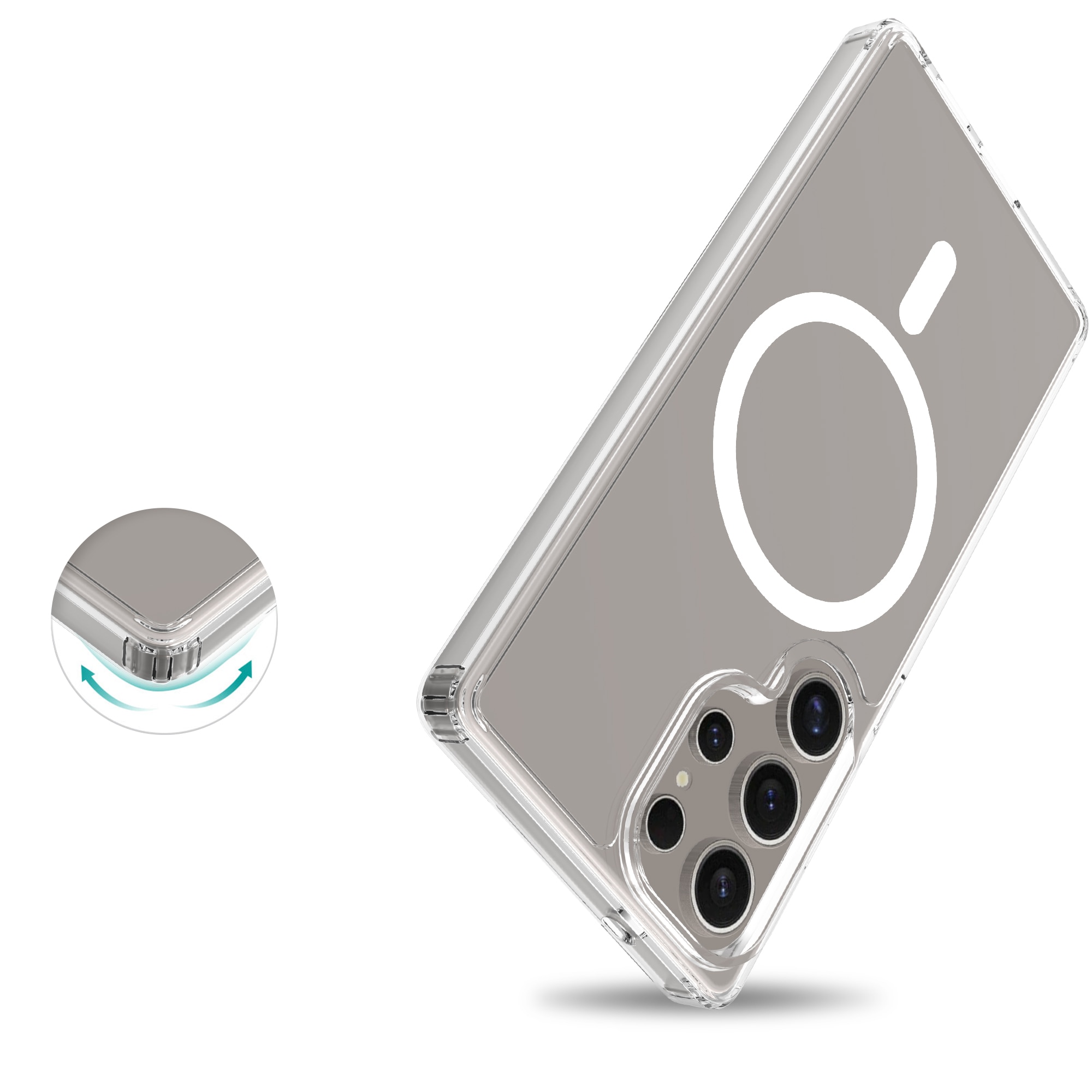 Coque hybride MagSafe Samsung Galaxy S25 Ultra, transparent