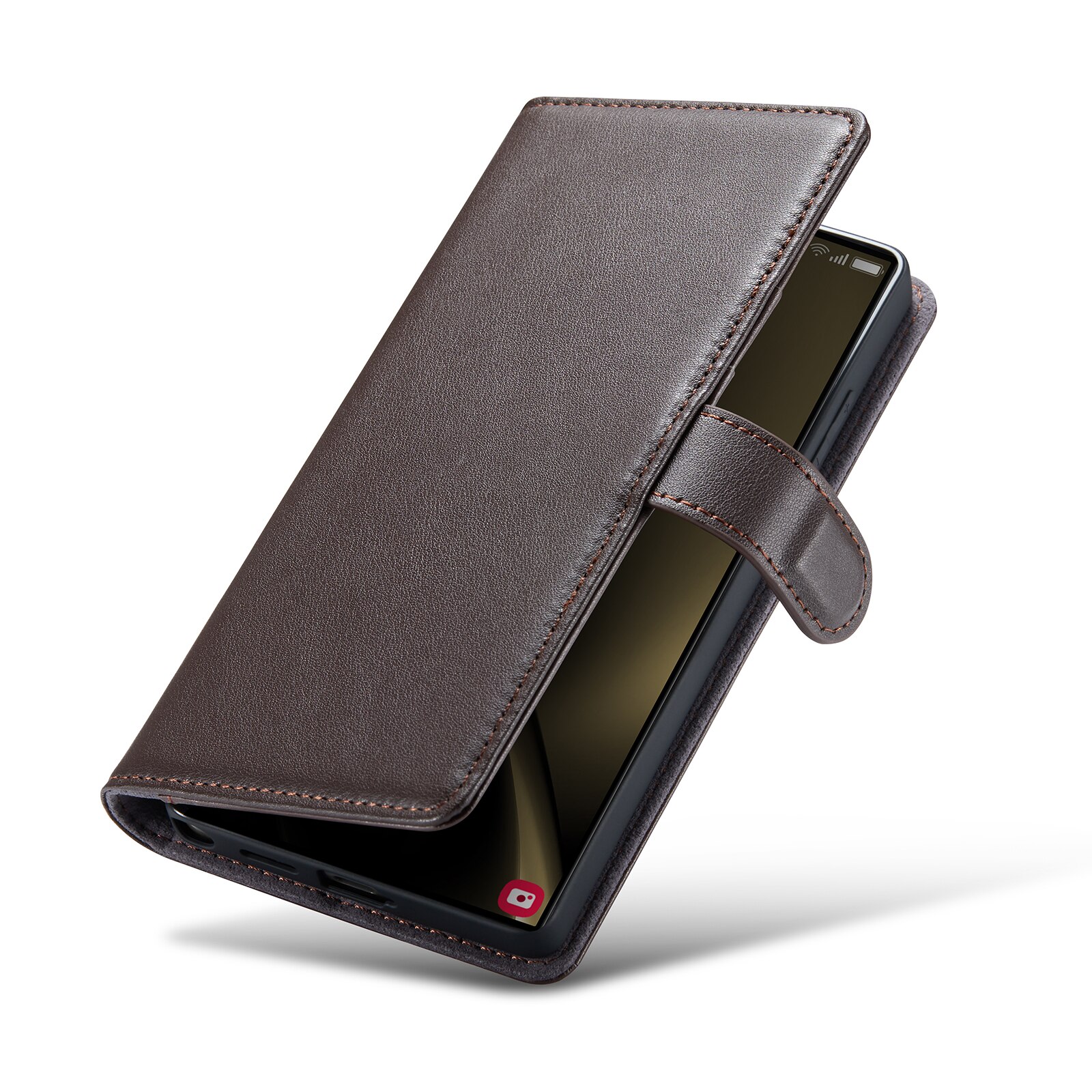 Étui en cuir veritable Samsung Galaxy S25 Ultra, Marron
