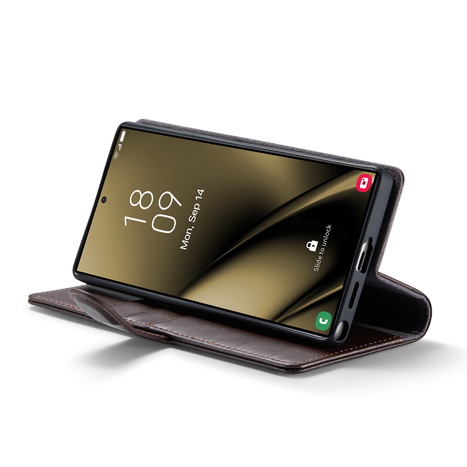 Étui en cuir veritable Samsung Galaxy S25 Ultra, Marron
